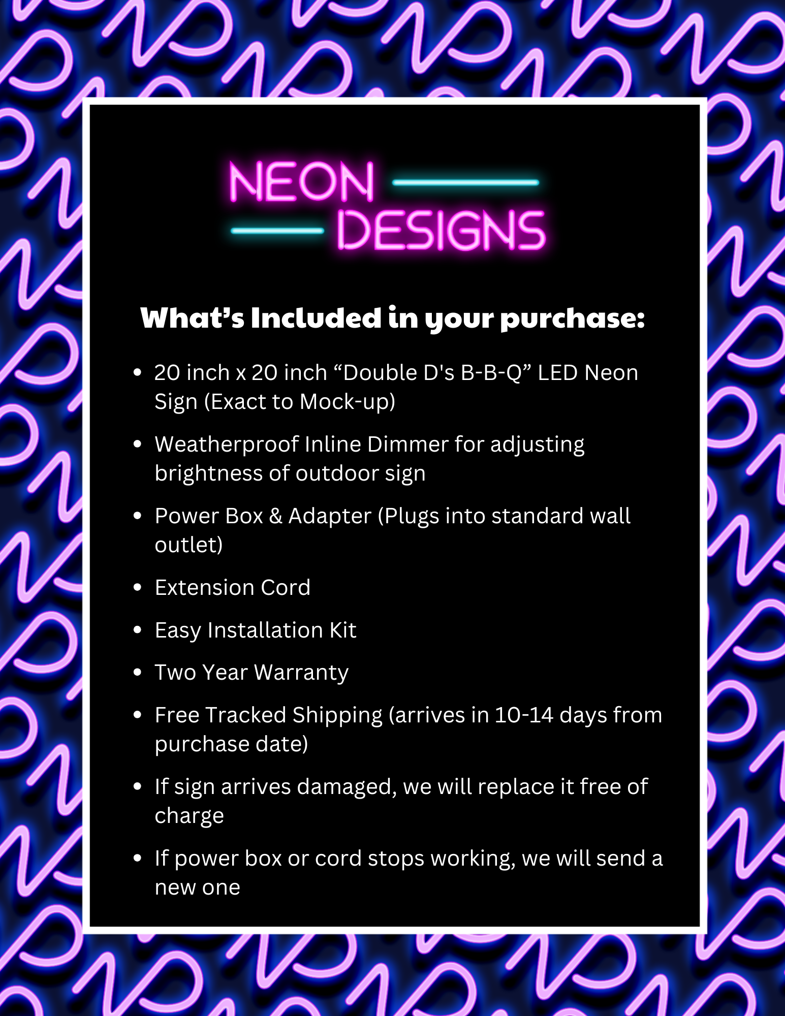 Double D's B-B-Q - Premium Neon Artwork