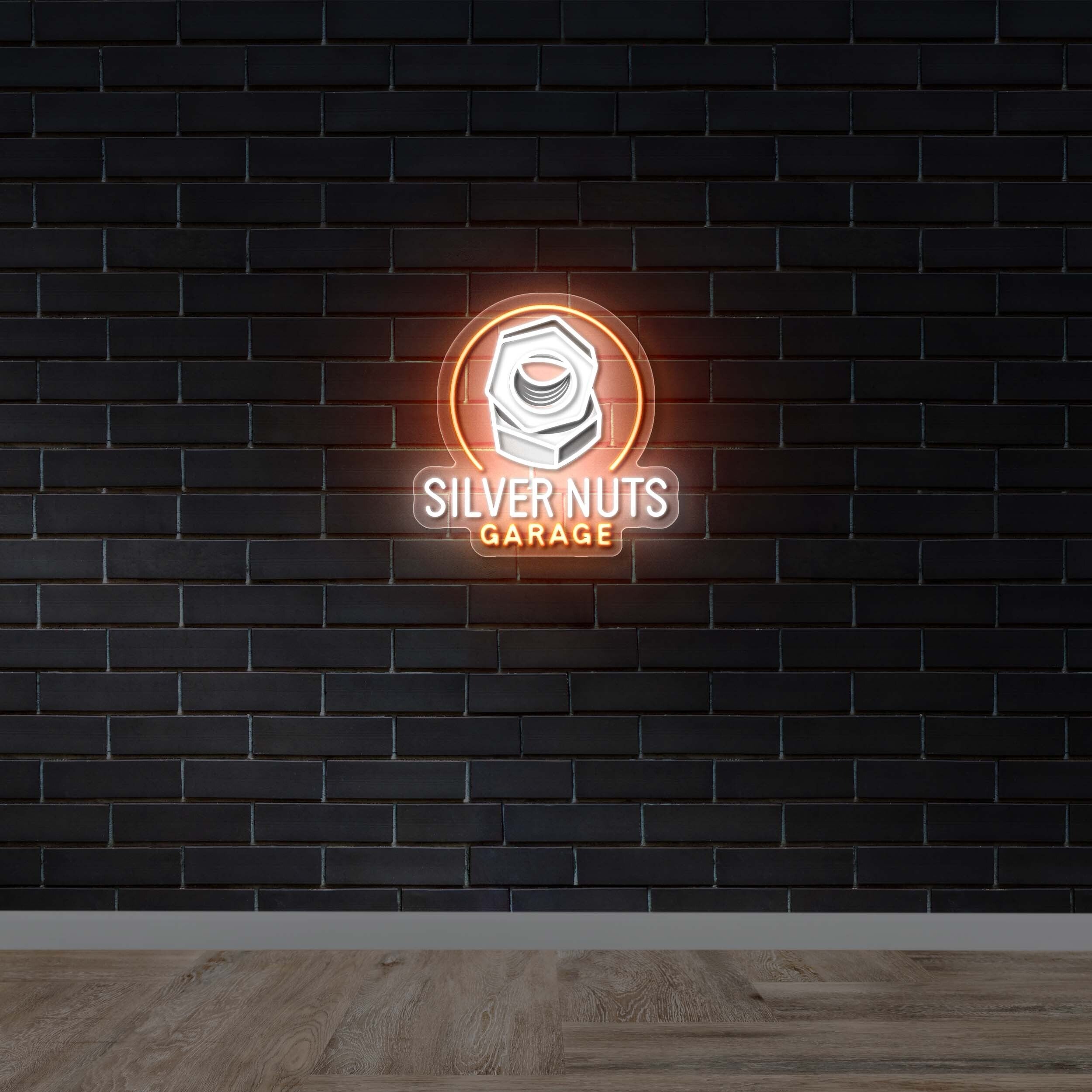 Silver Nuts Garage - Premium Neon Artwork