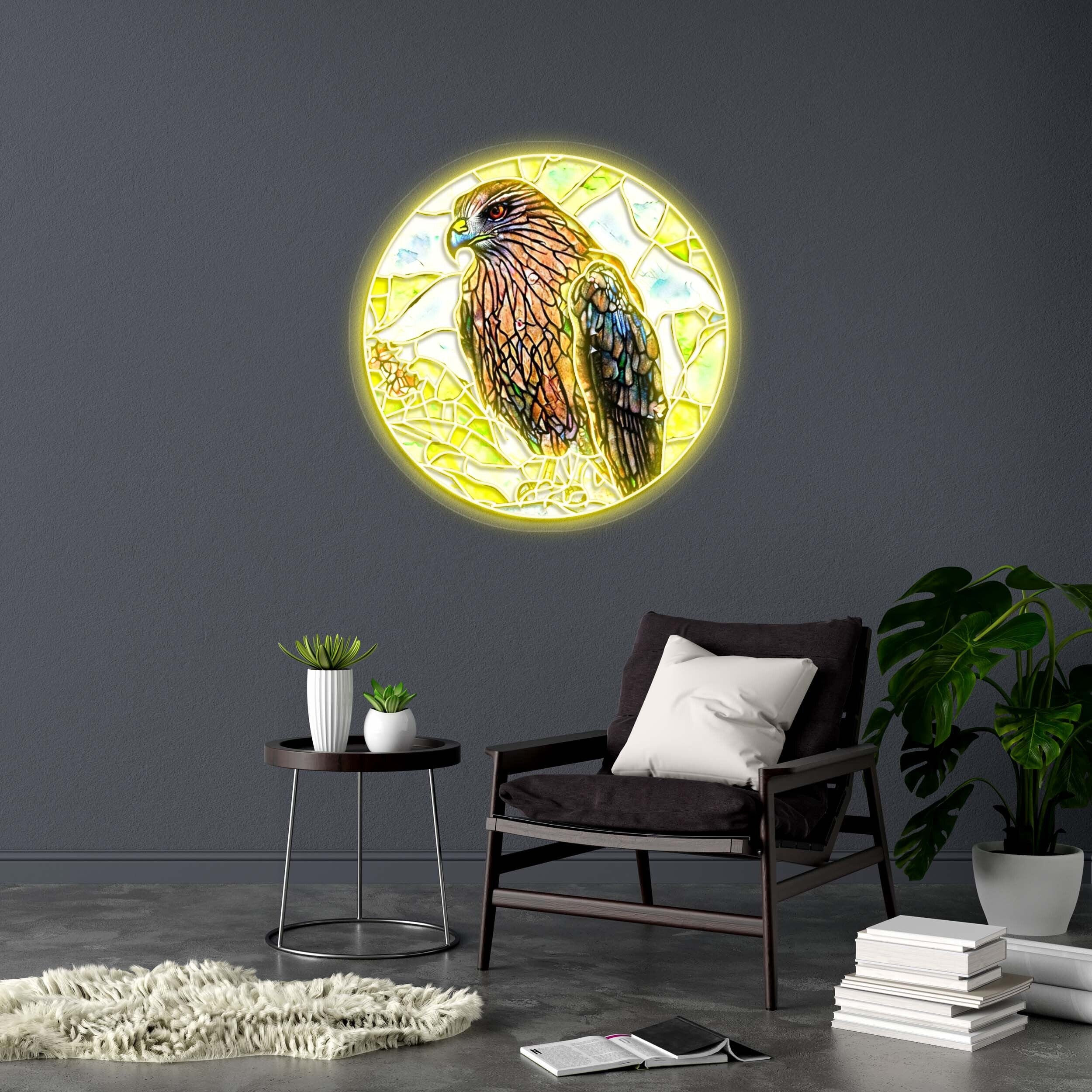 Radiant Hawk - Premium Neon Artwork