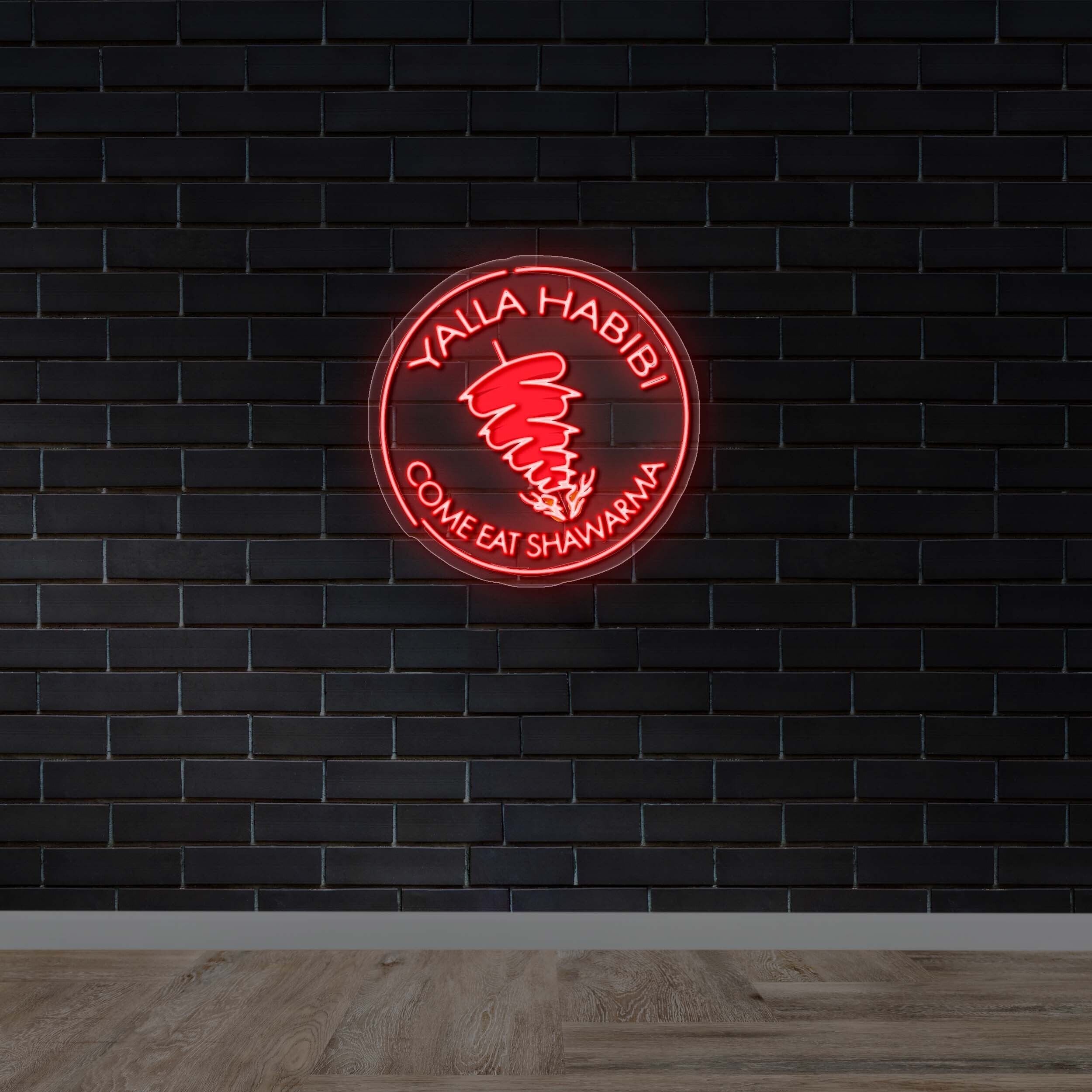 Yalla Habibi Come Eat Shawarma - Premium Neon Artwork