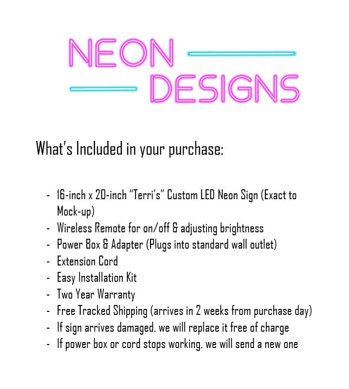 Terri's - Premium Neon Artwork