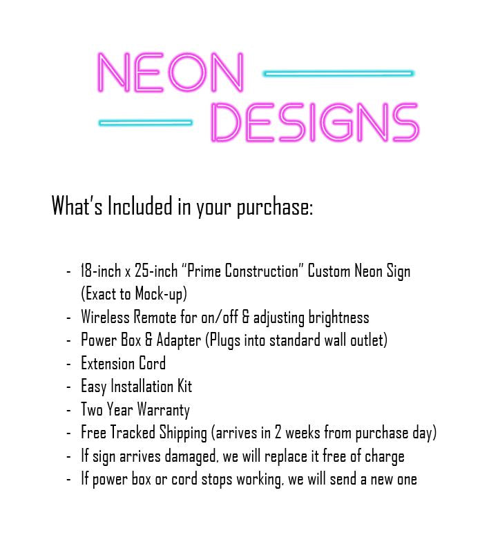 Prime Construction - Premium Neon Artwork