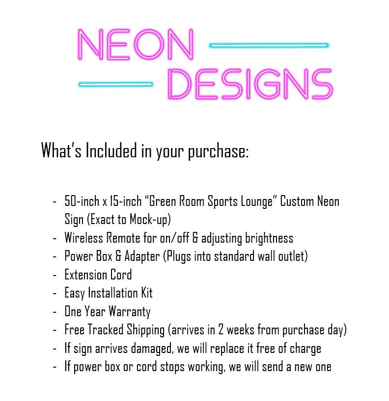 Green Room Sports Lounge - Premium Neon Artwork