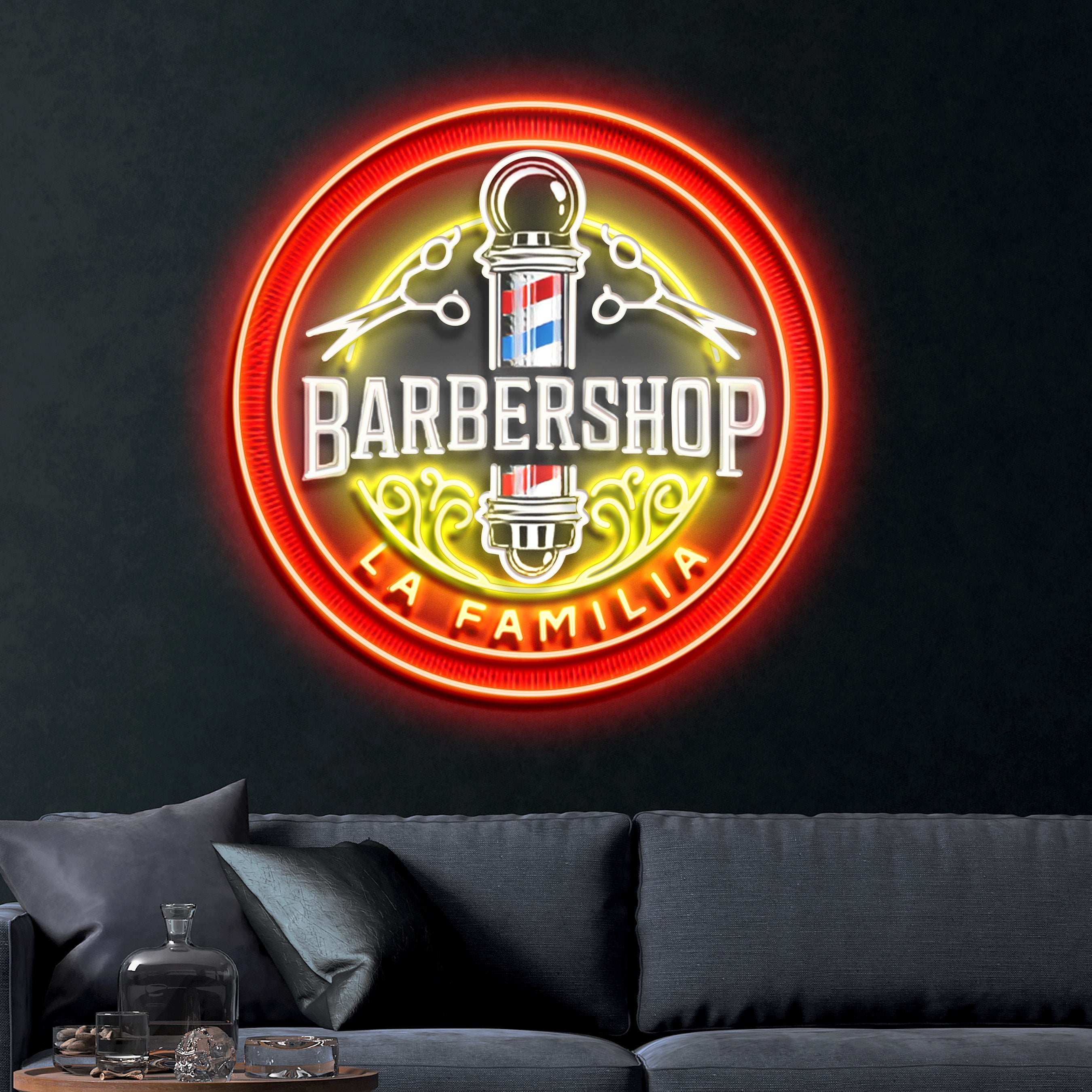 Barbershop La Familia – Premium Neon Artwork