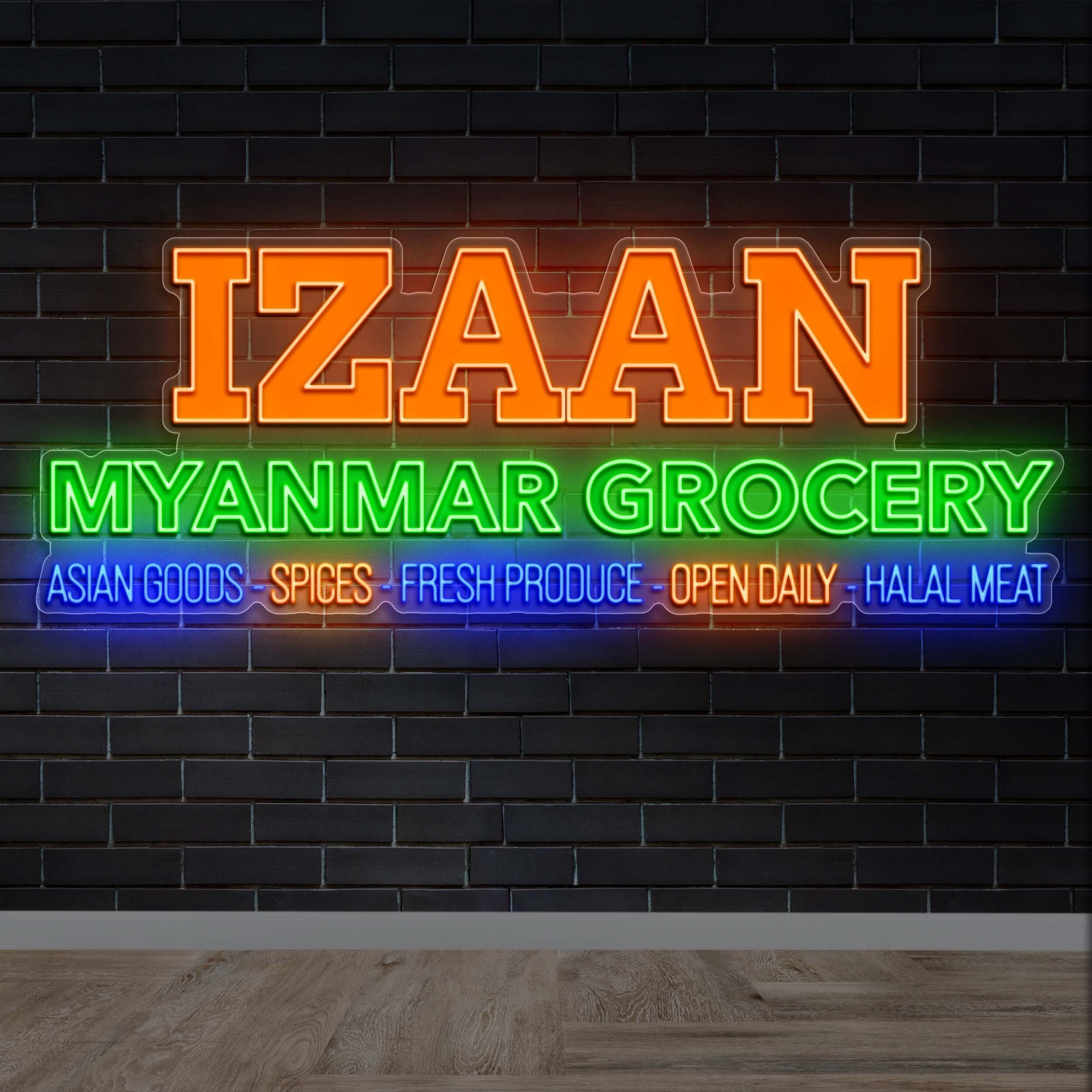 IZAAN MYANMAR GROCERY - Premium Neon Artwork