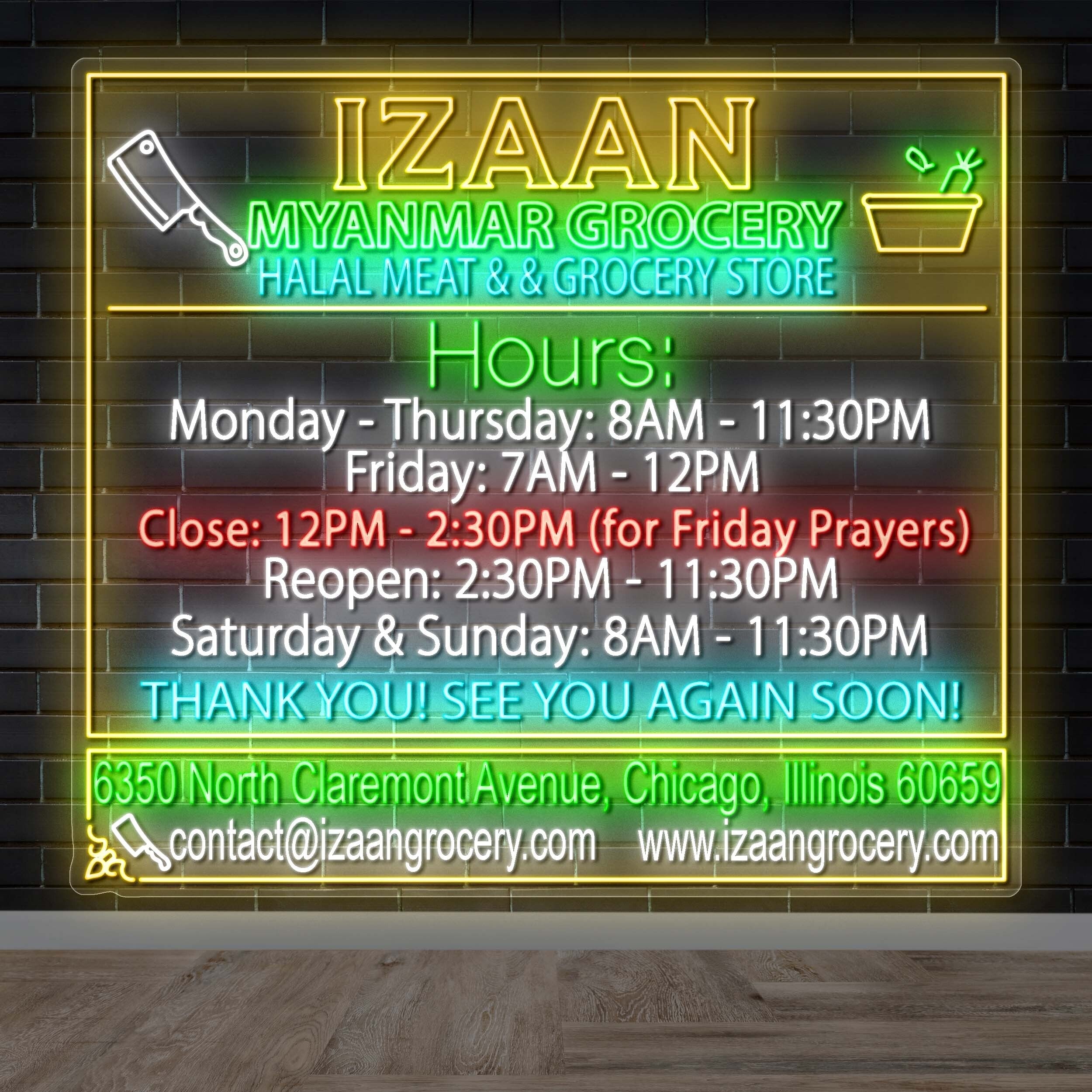 IZAAN MYANMAR GROCERY - Premium Neon Artwork