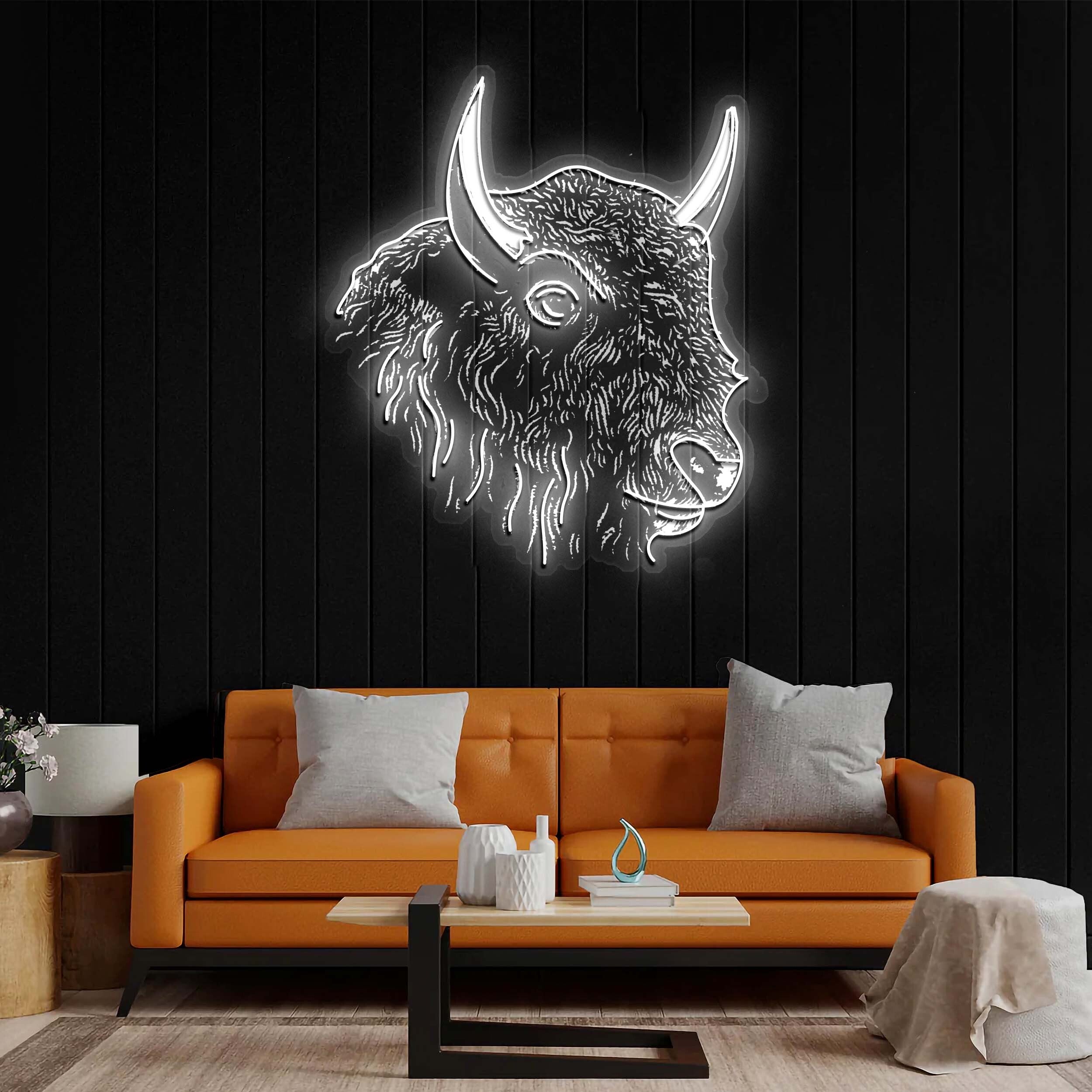 Bison's Face - Premium Neon Artwork