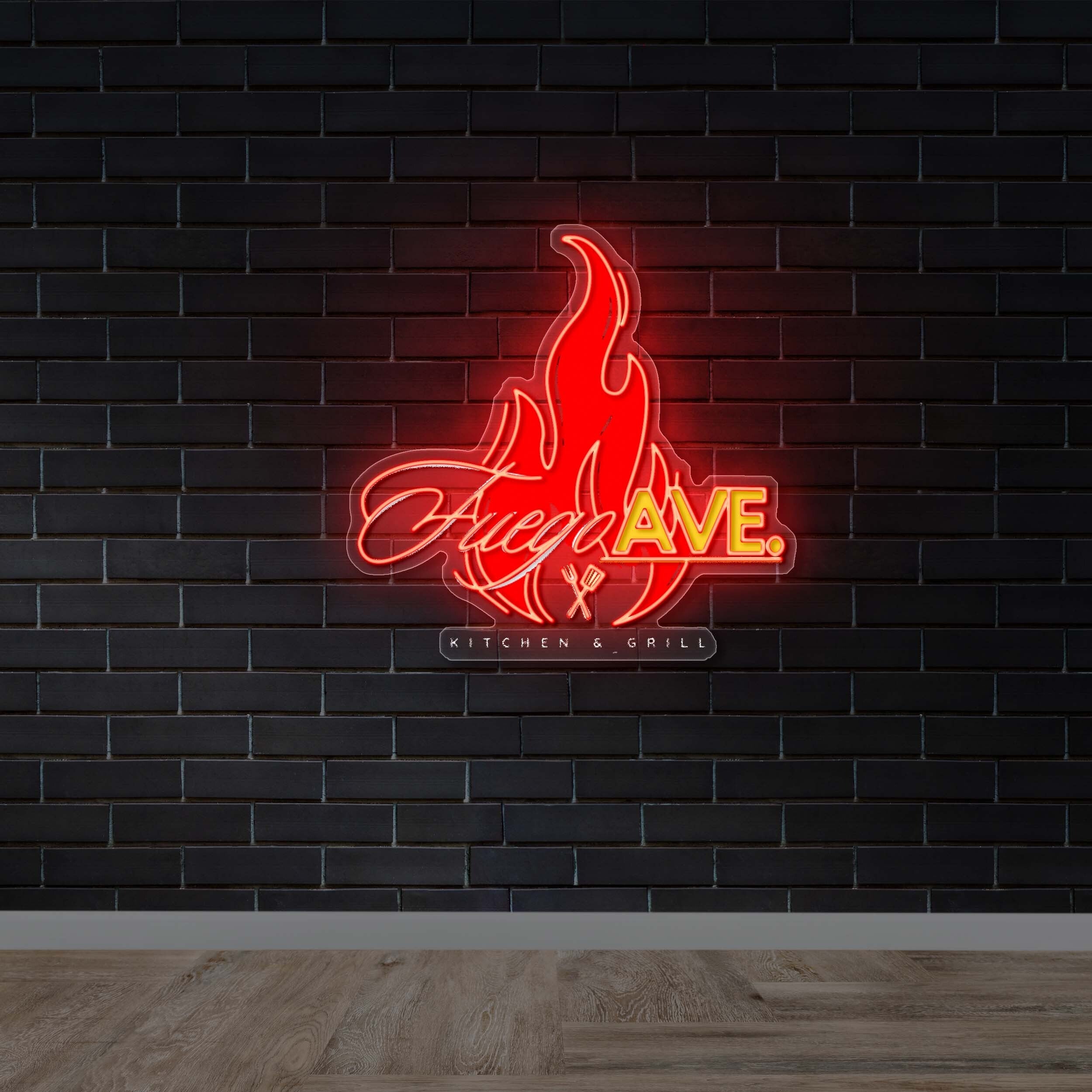 Fuego Ave. Kitchen & Grill - Premium Neon Artwork