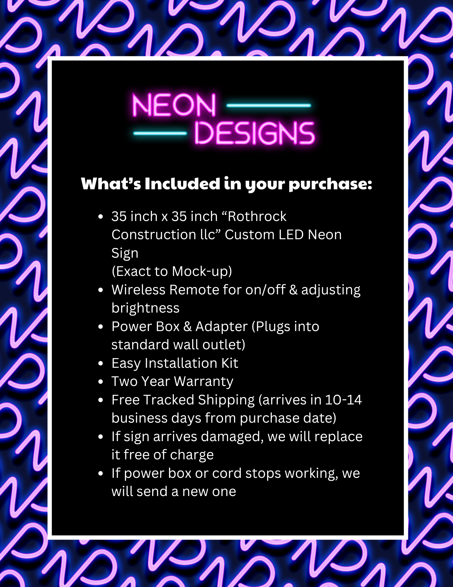 Rothrock Construction - Premium Neon Artwork