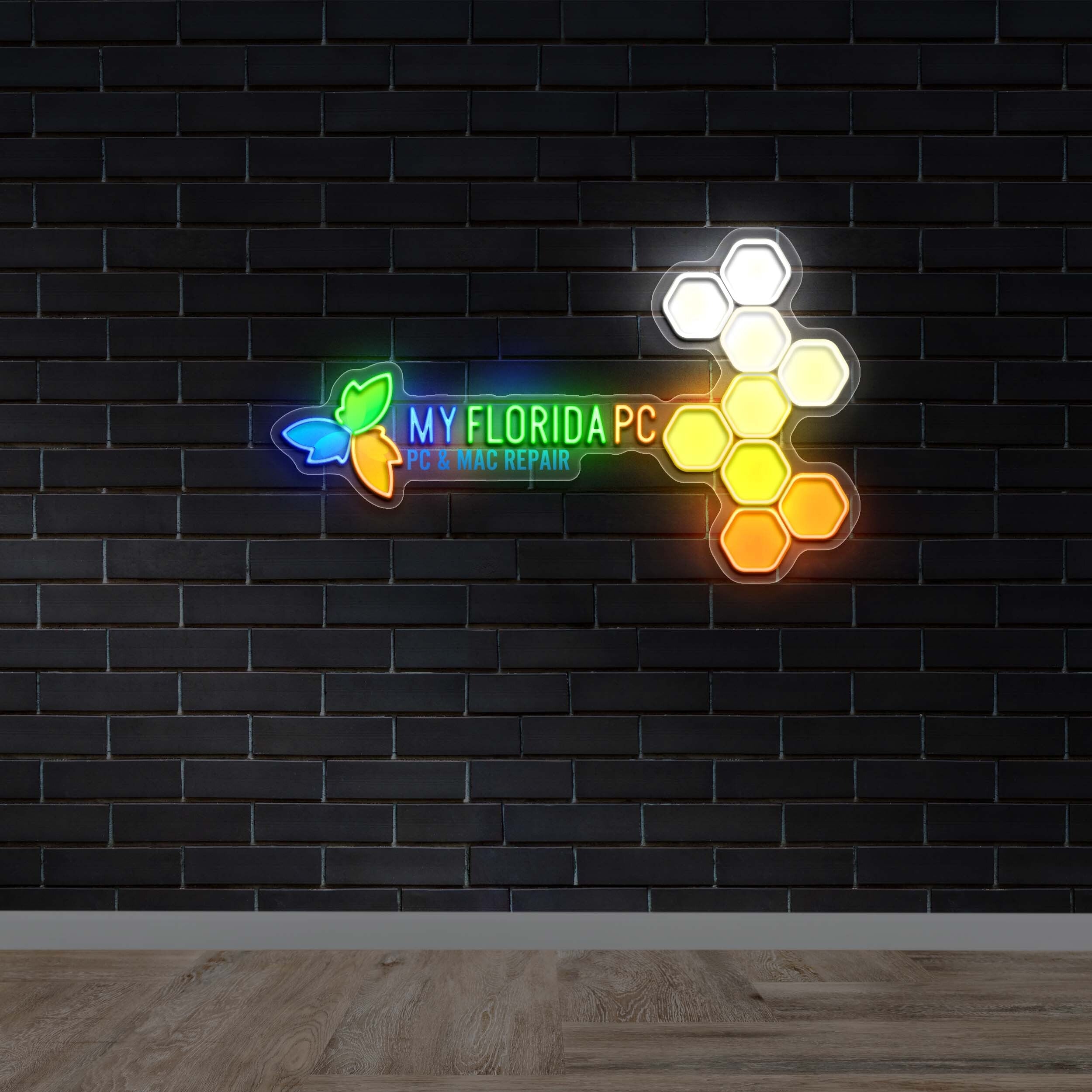 MY FLORIDA PC + Right-Side Nanoleaf - Premium Neon Artwork