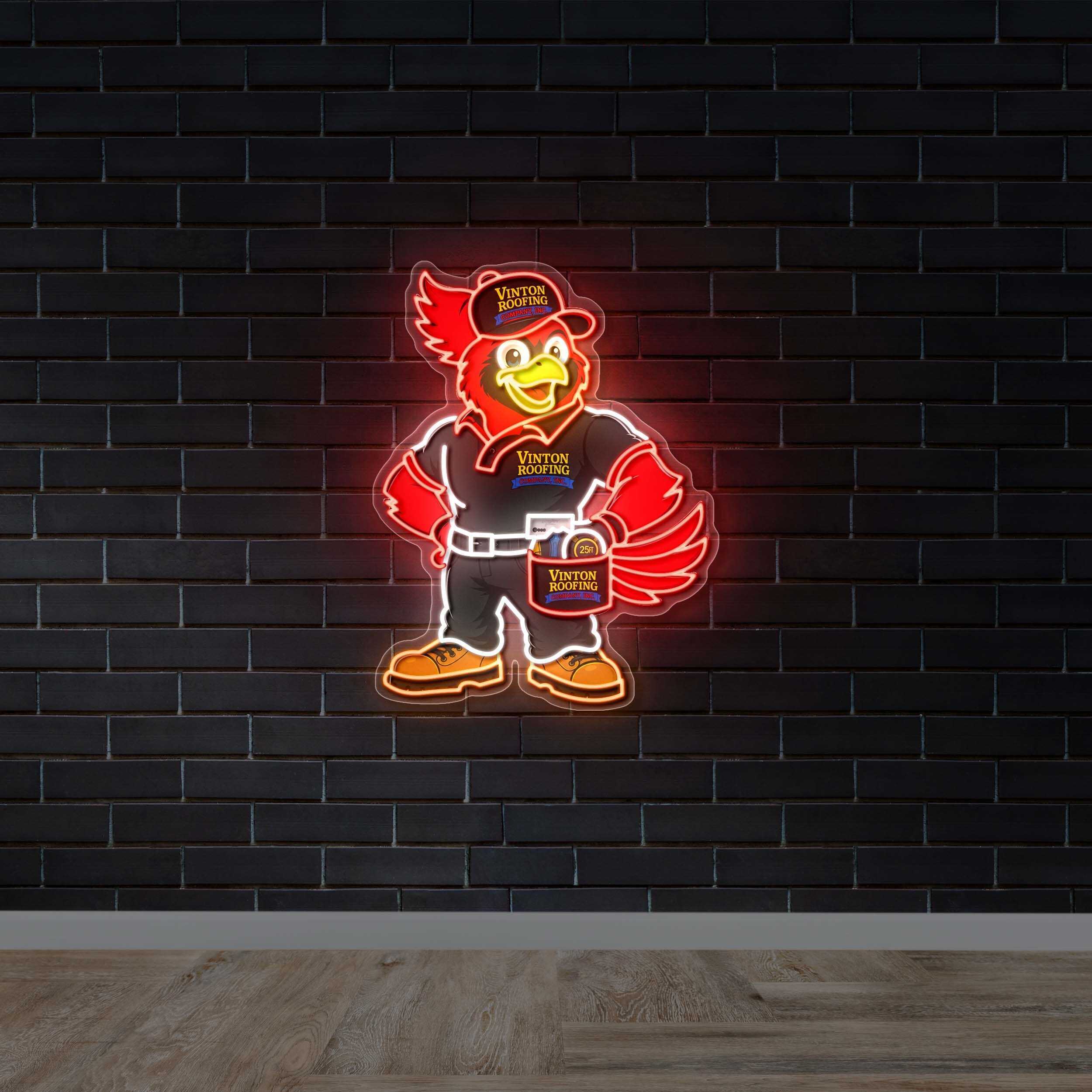 Vinton Roofing Mascot - Premium Neon Artwork