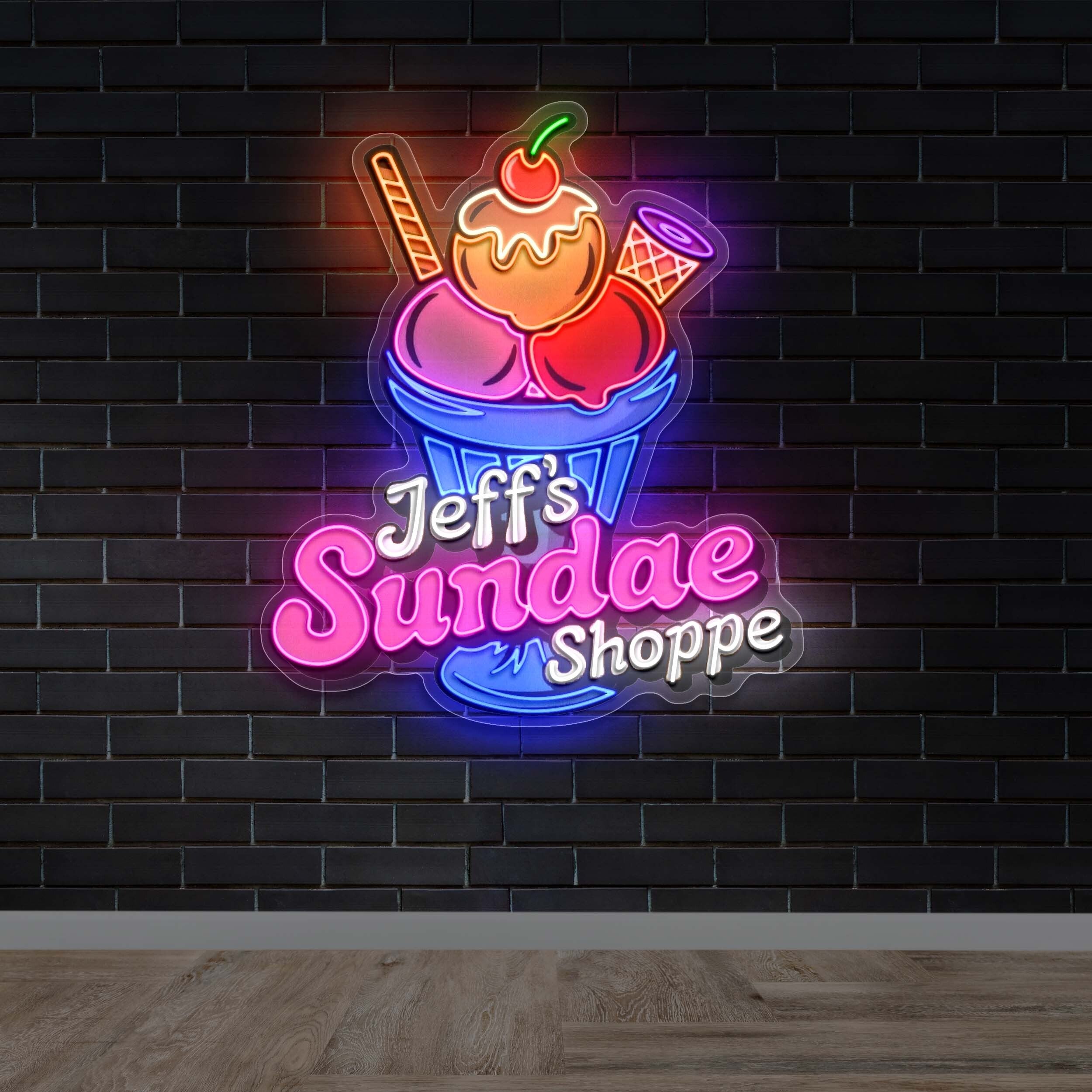 Jeff's Sundae Shoppe - Premium Neon Artwork