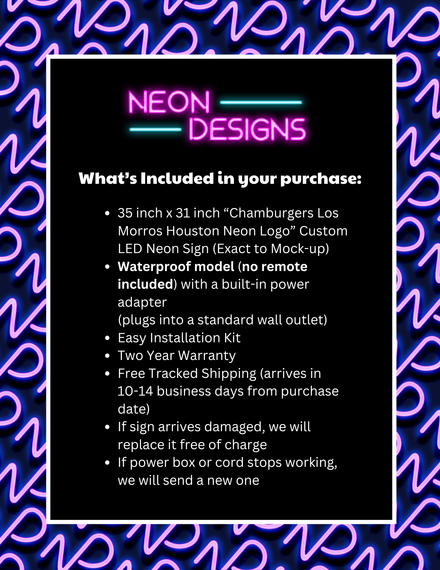 Chamburgers Los Morros Houston Neon Logo - Premium Neon Artwork
