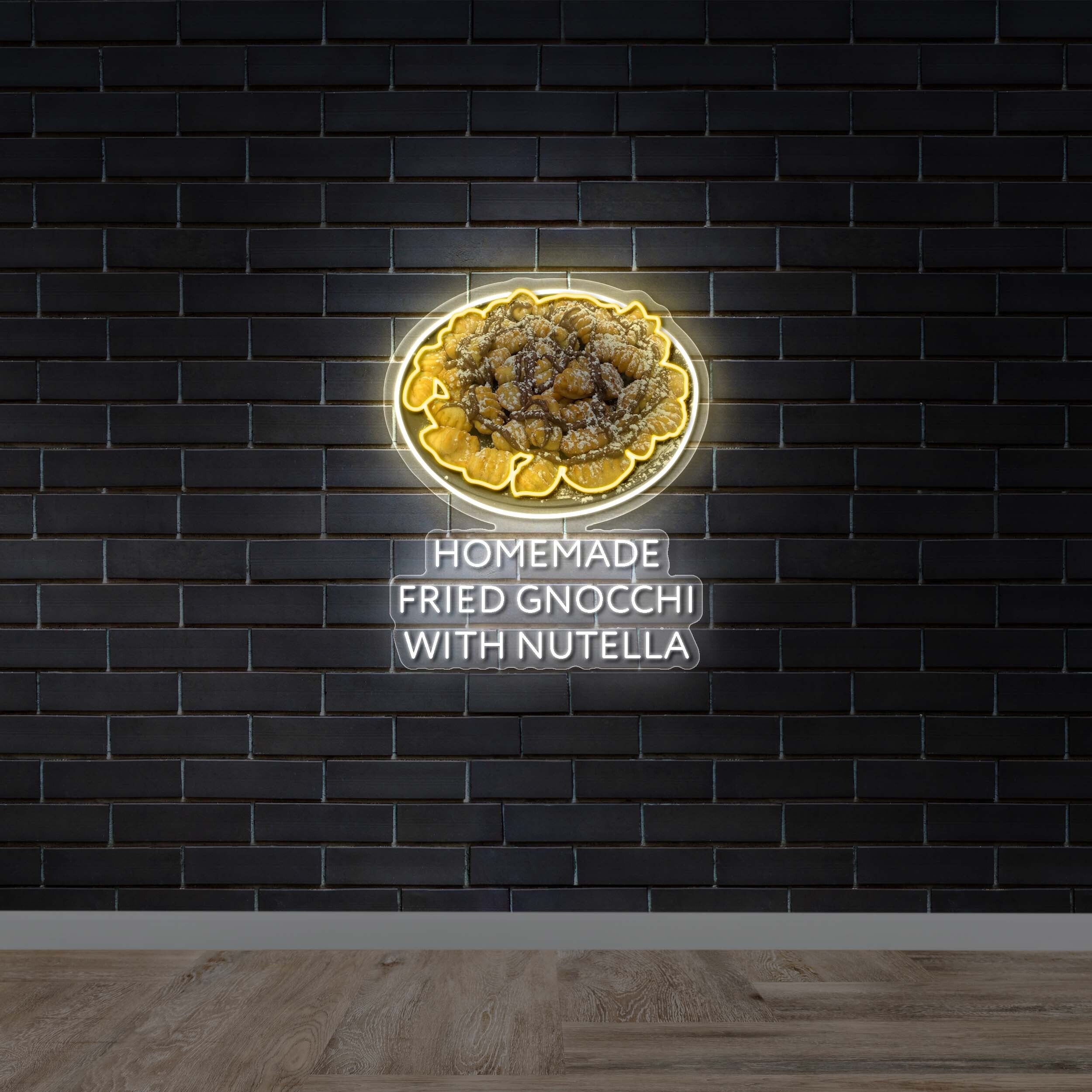 Homemade Fried Gnocchi With Nutella - Premium Neon Artwork