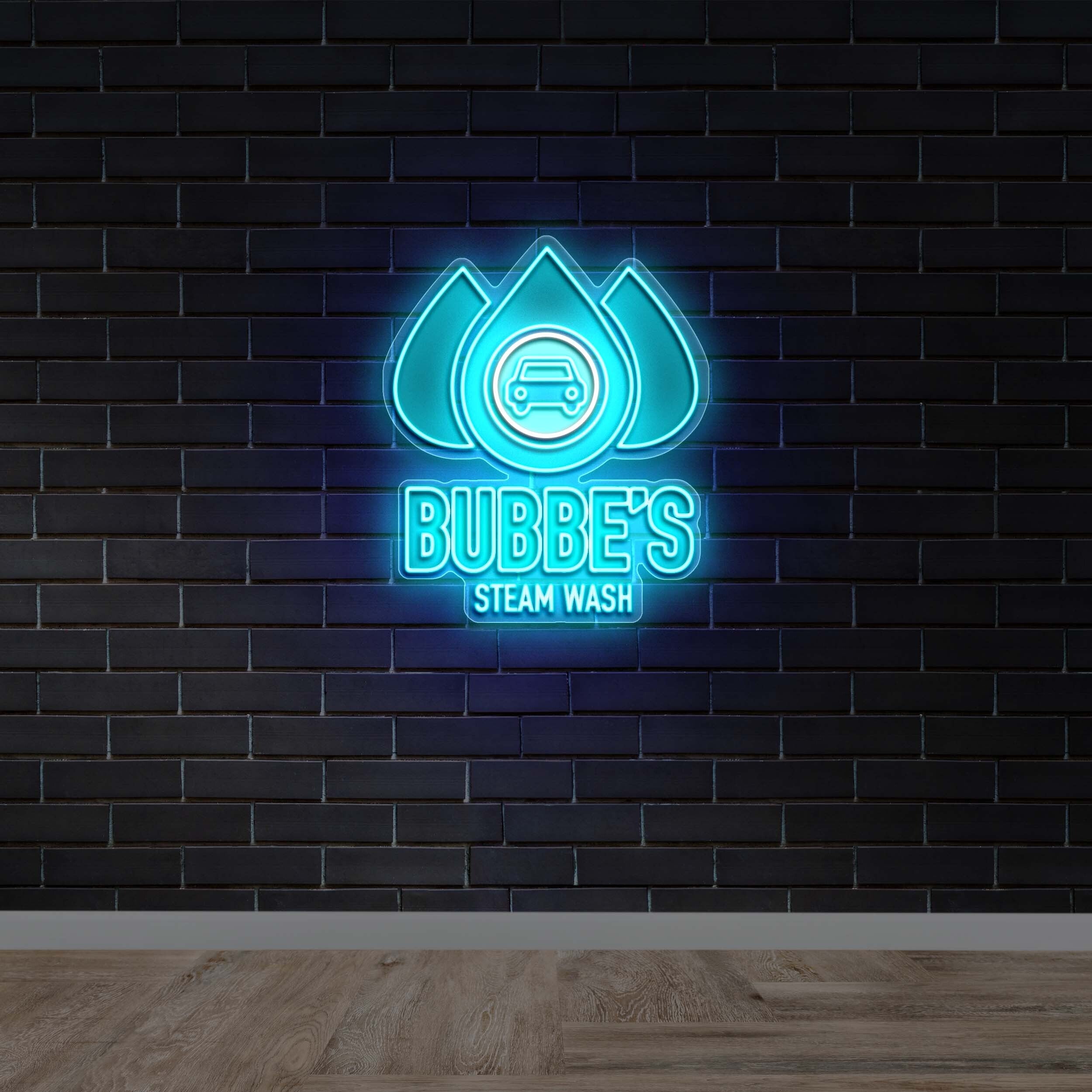BUBBE'S Steam Wash - Premium Neon Artwork