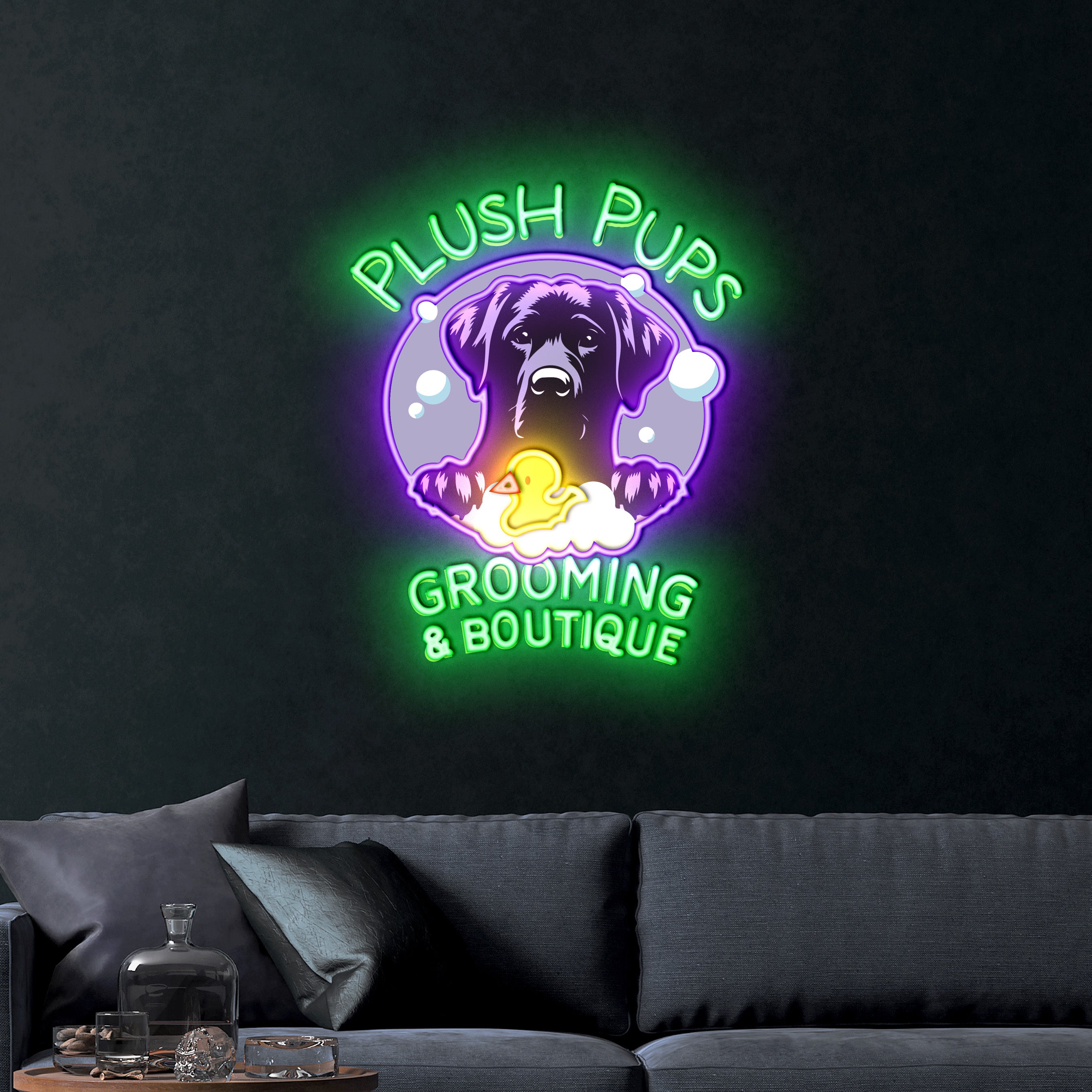 Plush Pups – Premium Neon Artwork
