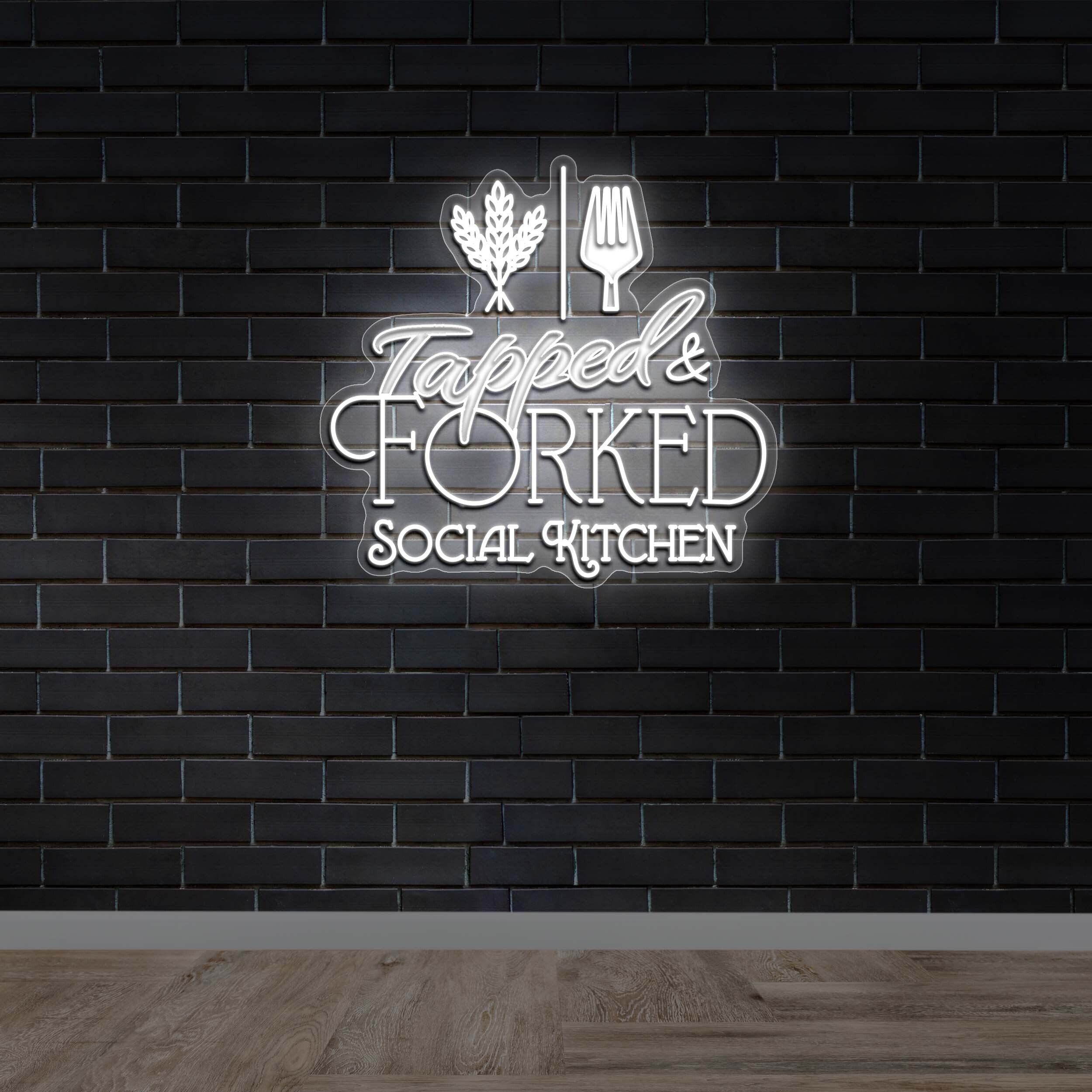 TAPPED FORKED SOCIAL KITCHEN - Premium Neon Artwork