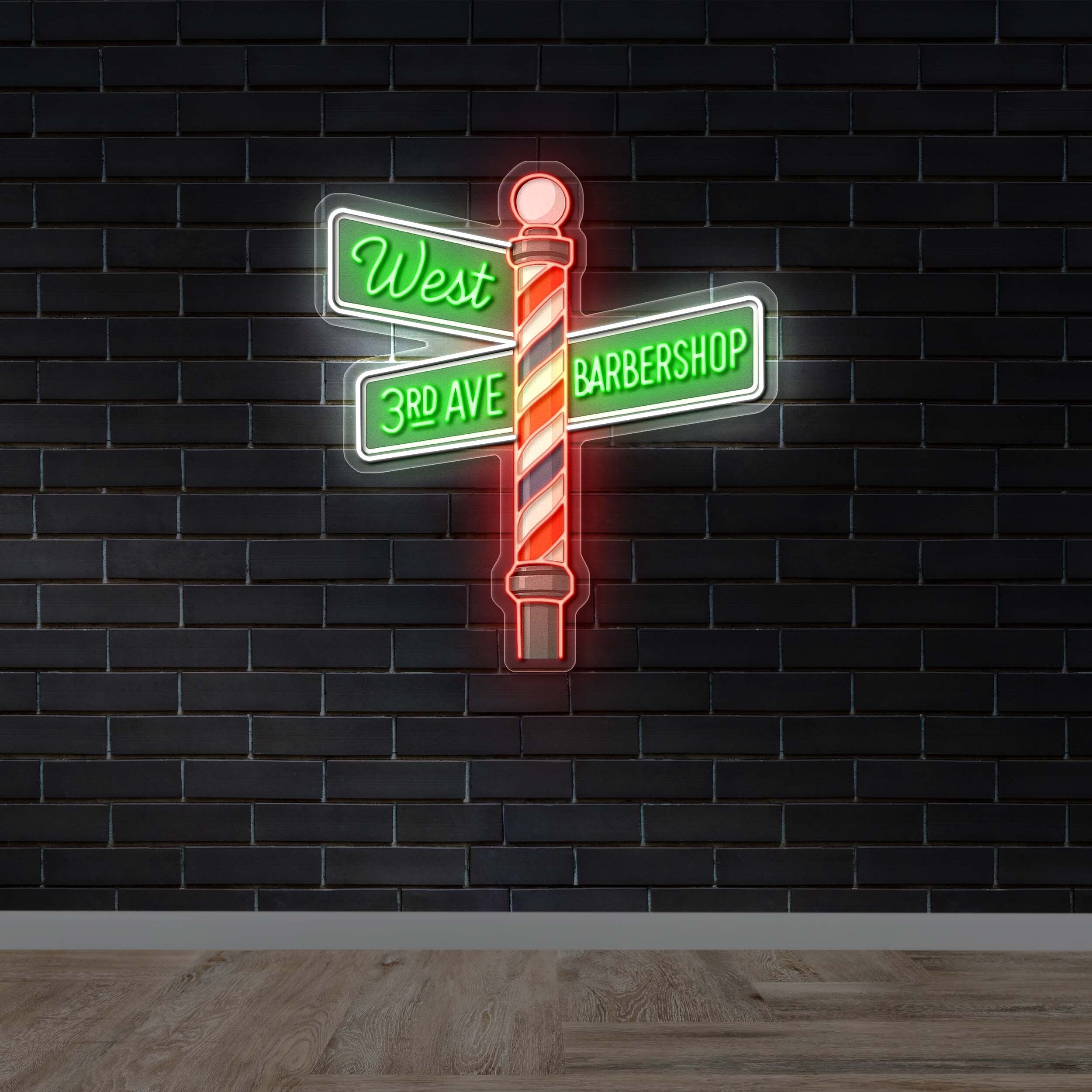 West 3rd Ave Barbershop (2nd version) - Premium Neon Artwork