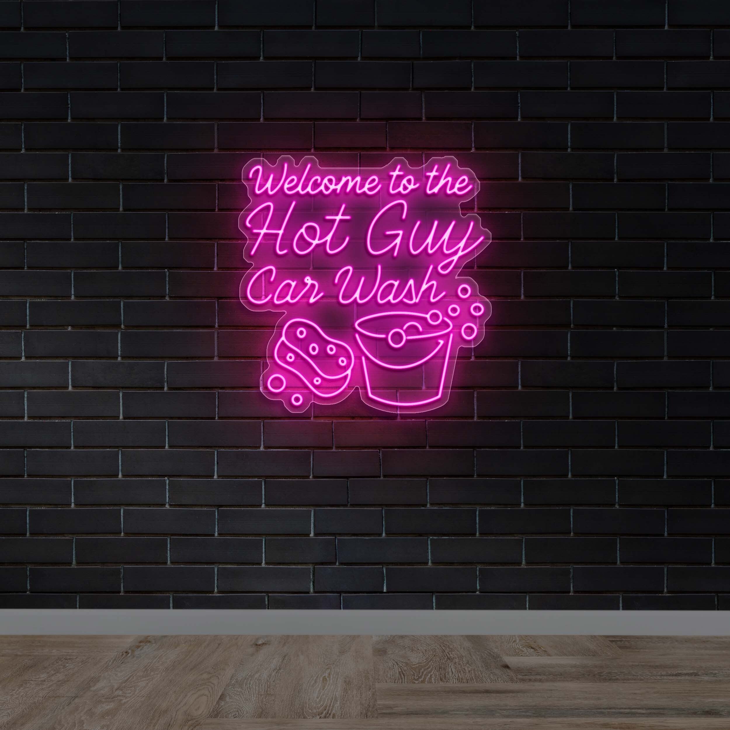 Welcome to the Hot Guy Car Wash - Premium Neon Artwork