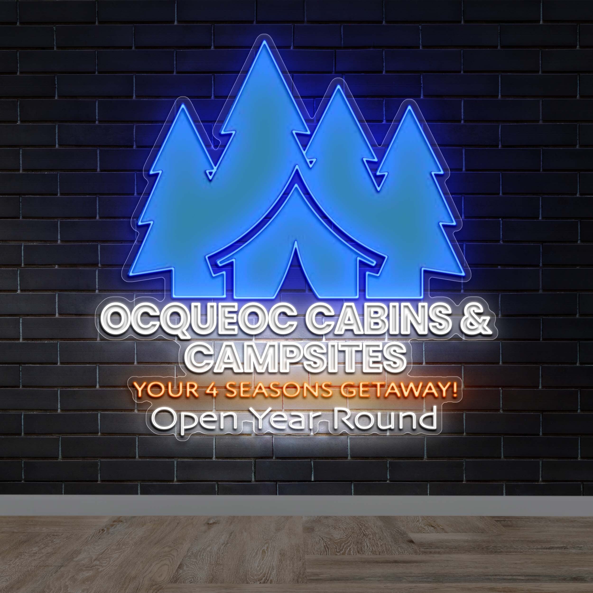 Ocqueoc Cabins & Campsite - Premium Neon Artwork