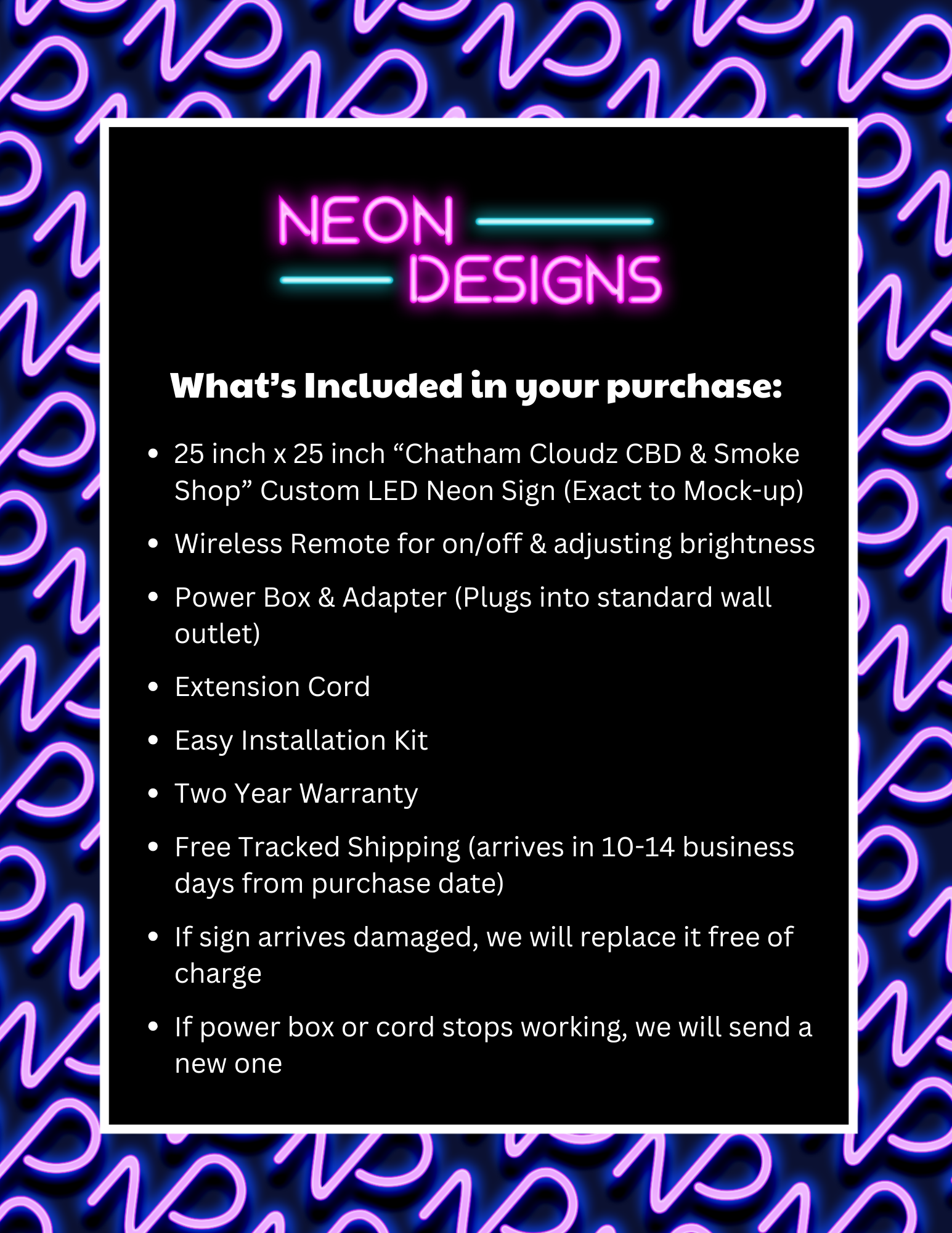 Chatham Cloudz CBD & Smoke Shop - Premium Neon Artwork