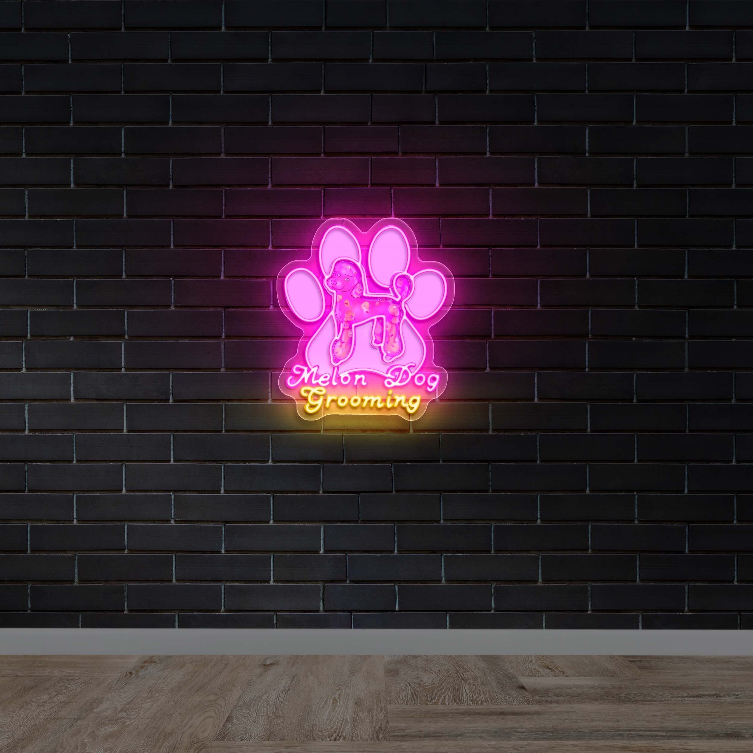 Melon Dog Grooming (version 2) - Premium Neon Artwork