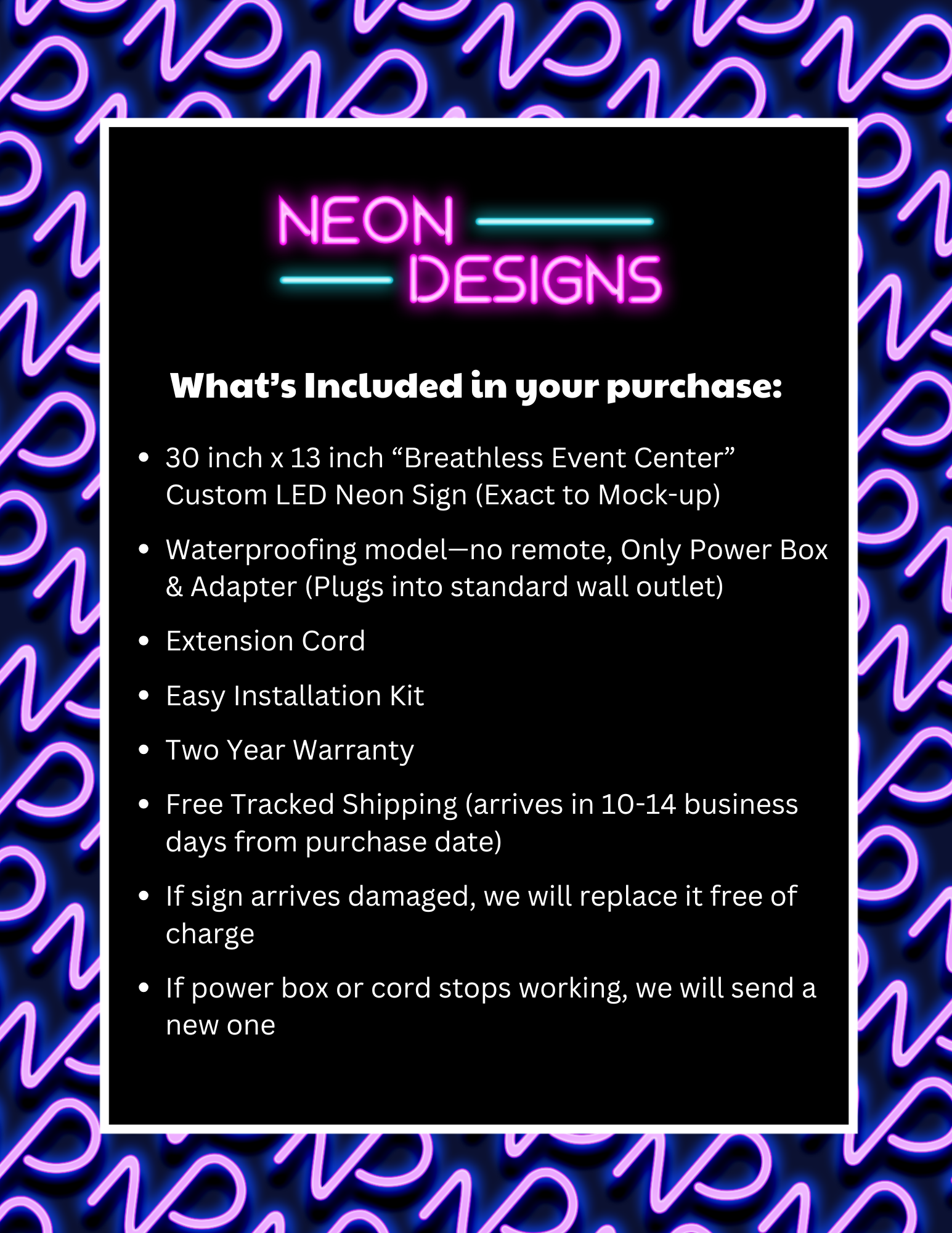 Breathless Event Center - Premium Neon Artwork