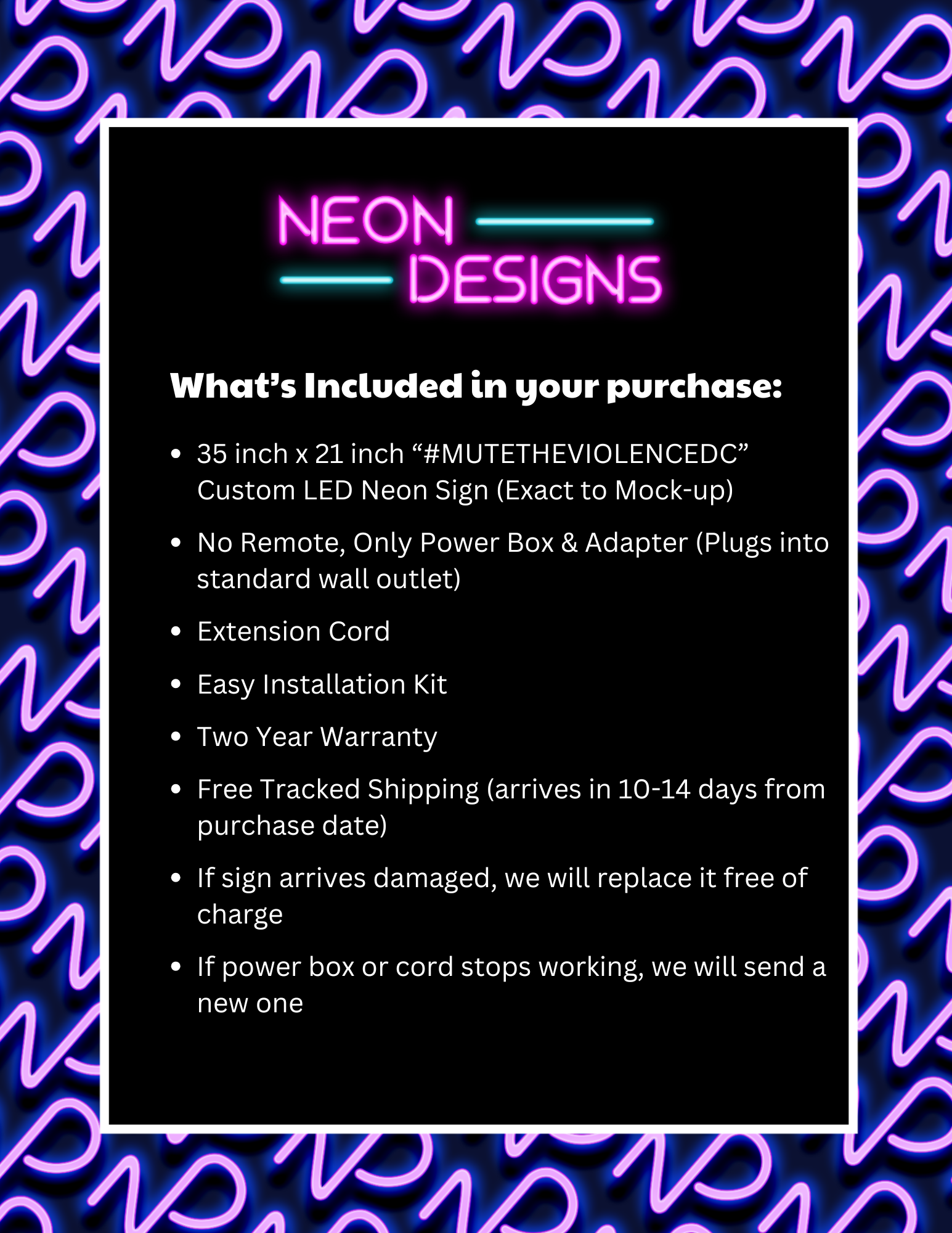 #MUTETHEVIOLENCEDC - Premium Neon Artwork