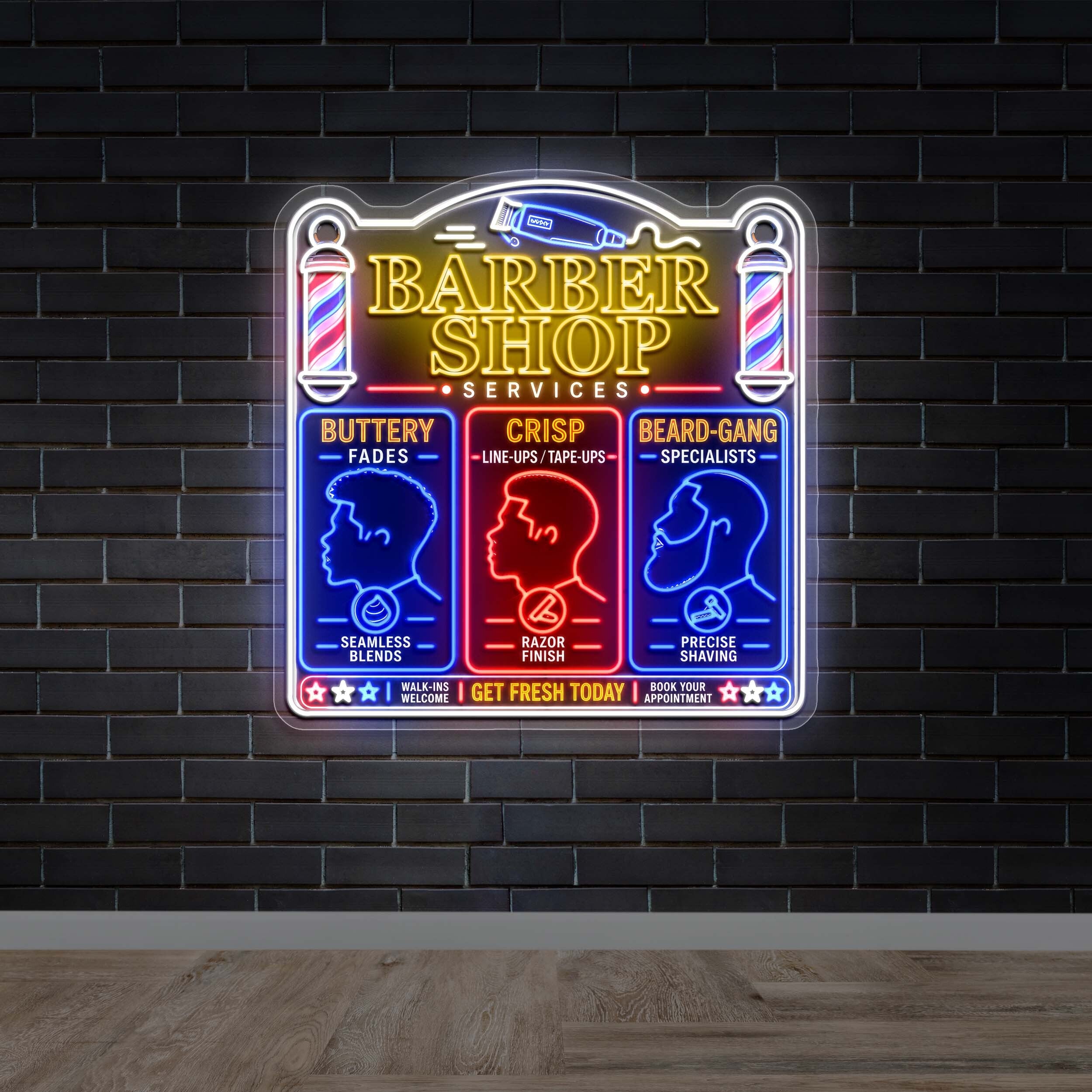 BARBER SHOP SERVICES - Premium Neon Artwork
