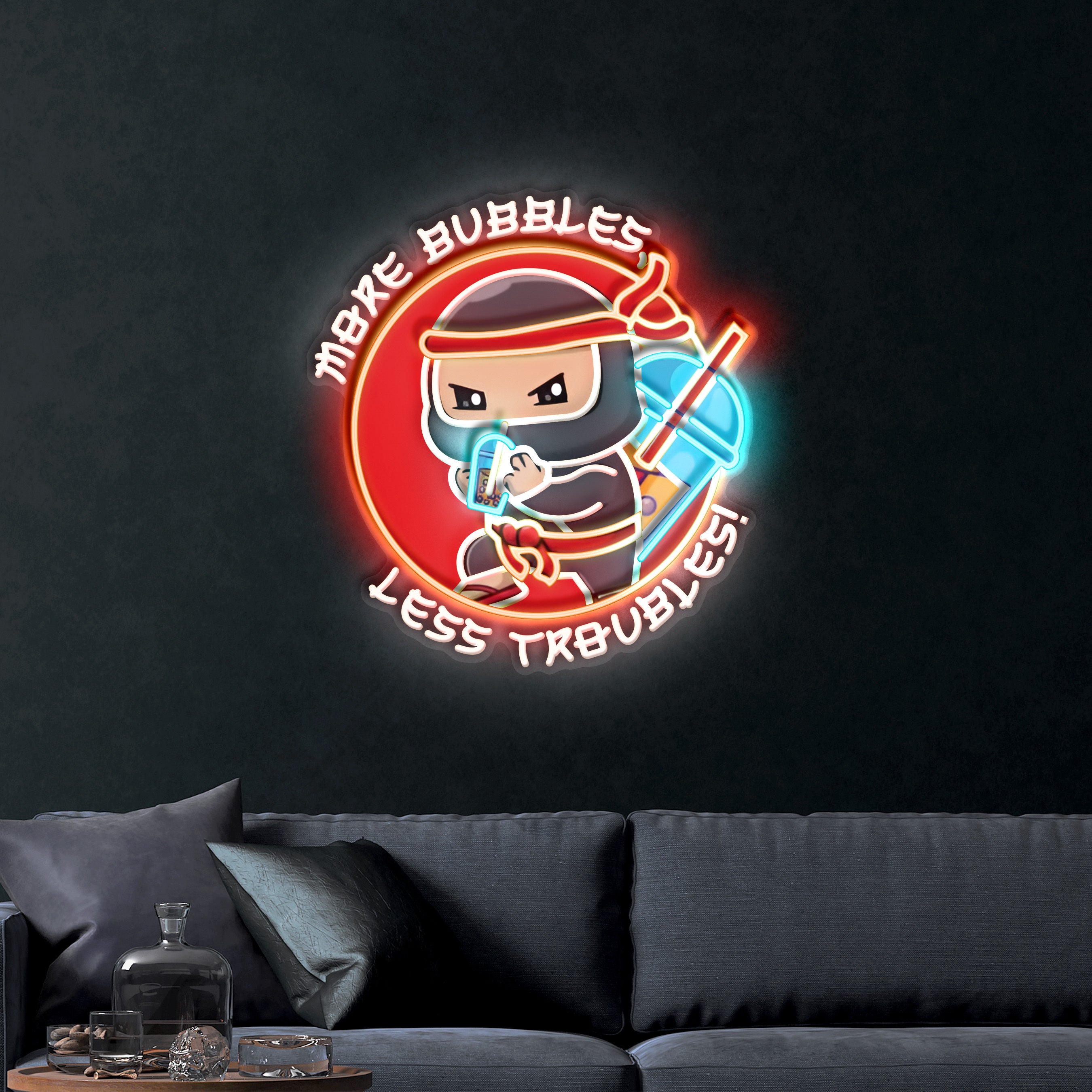 More Bubbles Less Troubles – Premium Neon Artwork