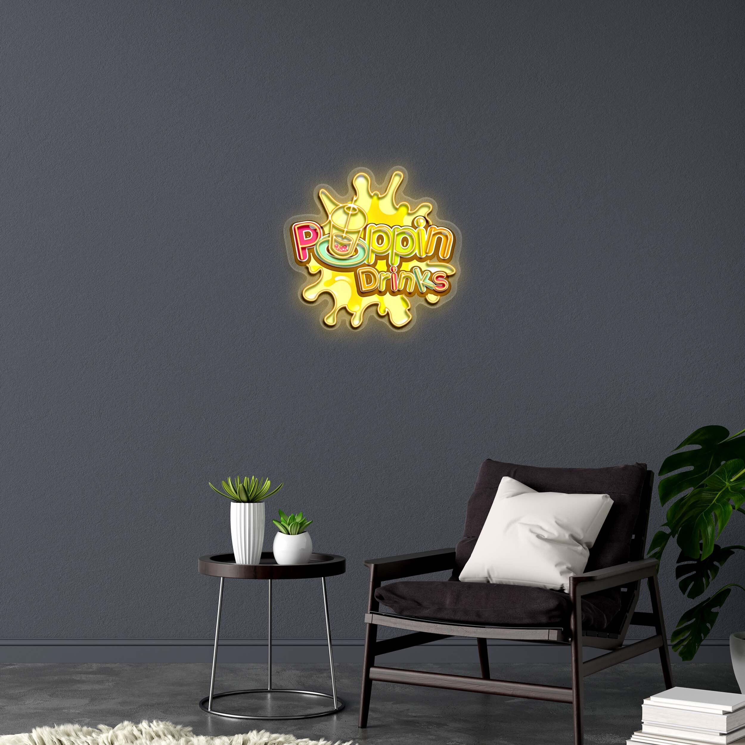 Poppin Drinks - Premium Neon Artwork