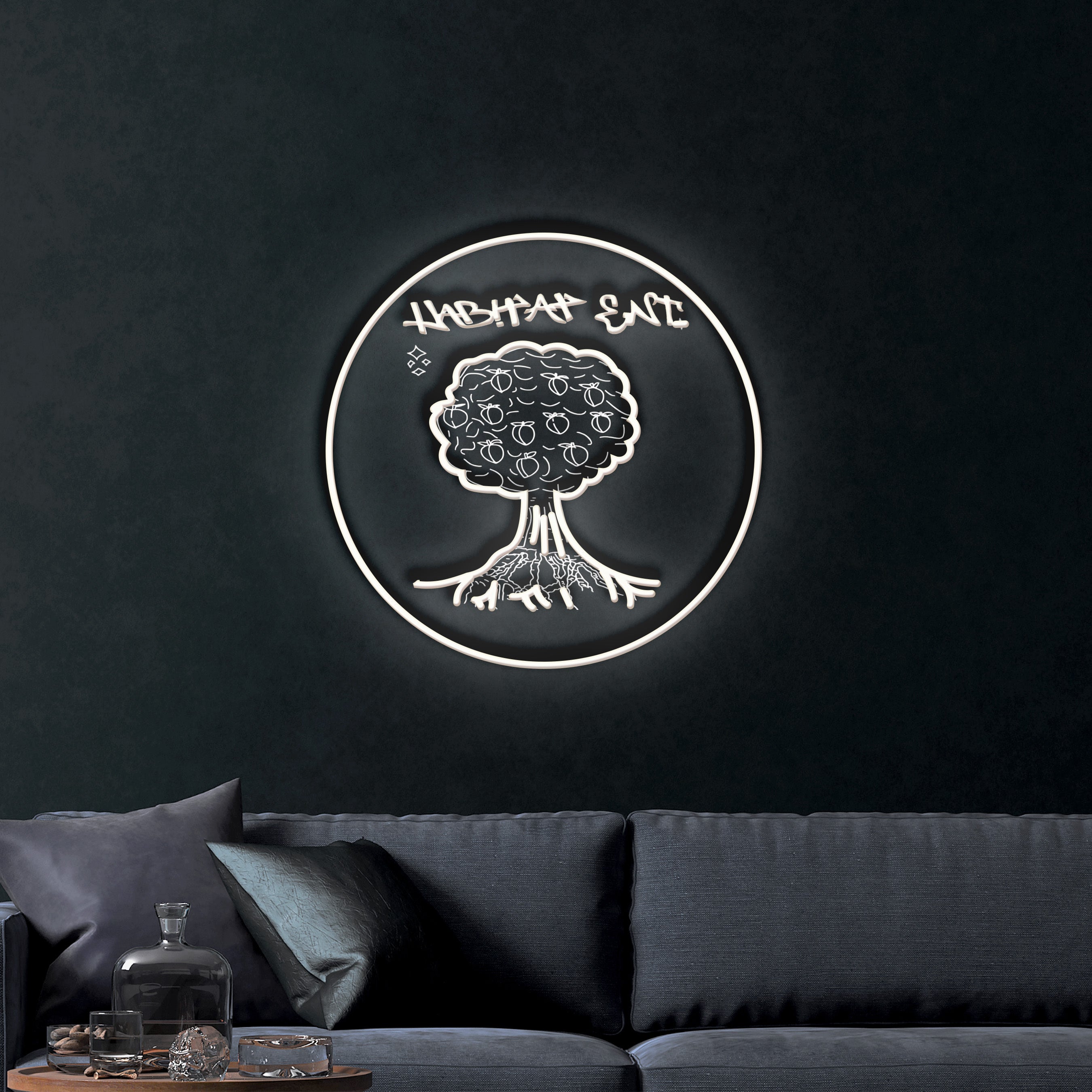 HABHAP EAST (circle border) – Premium Neon Artwork