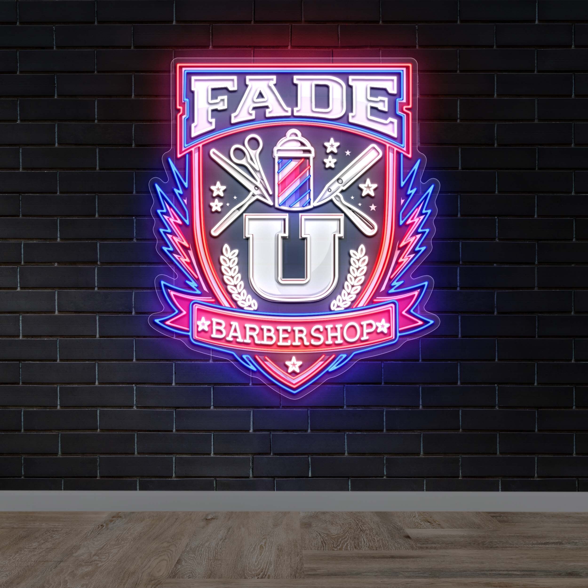 FADE U Barbershop - Premium Neon Artwork