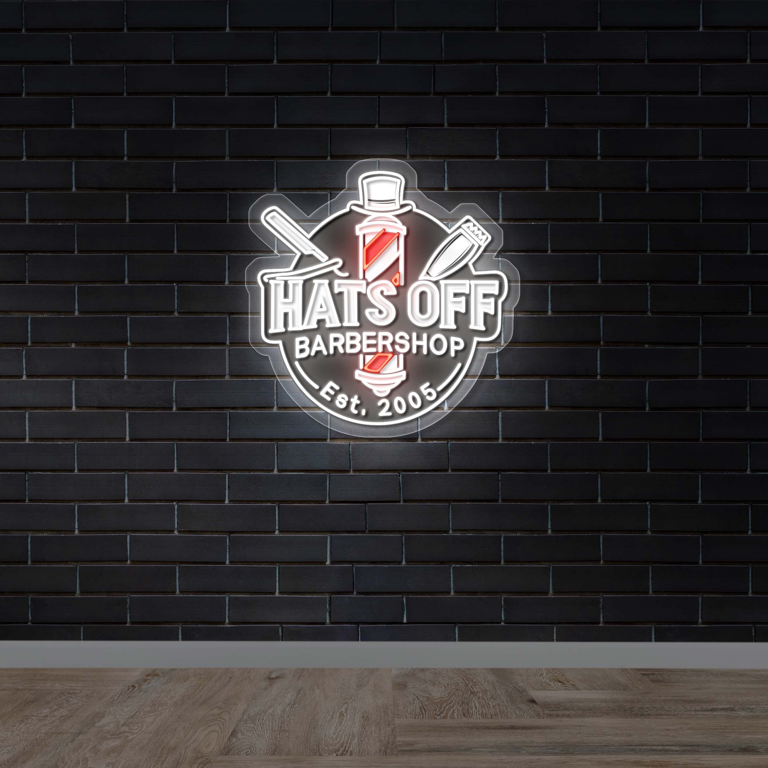 HATS OFF BARBERSHOP - Premium Neon Artwork