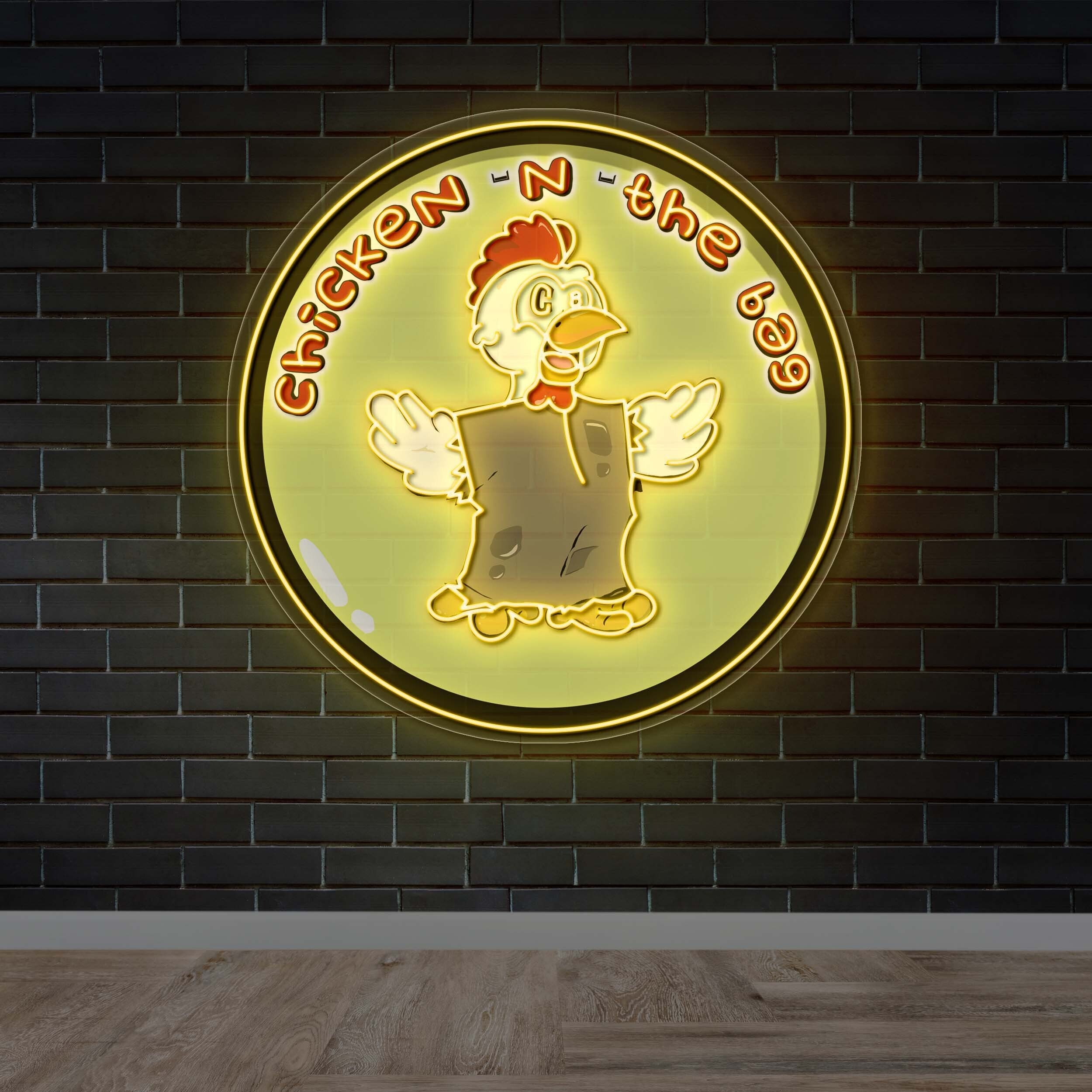 CHICKEN-N-THE-BAG - Premium Neon Artwork