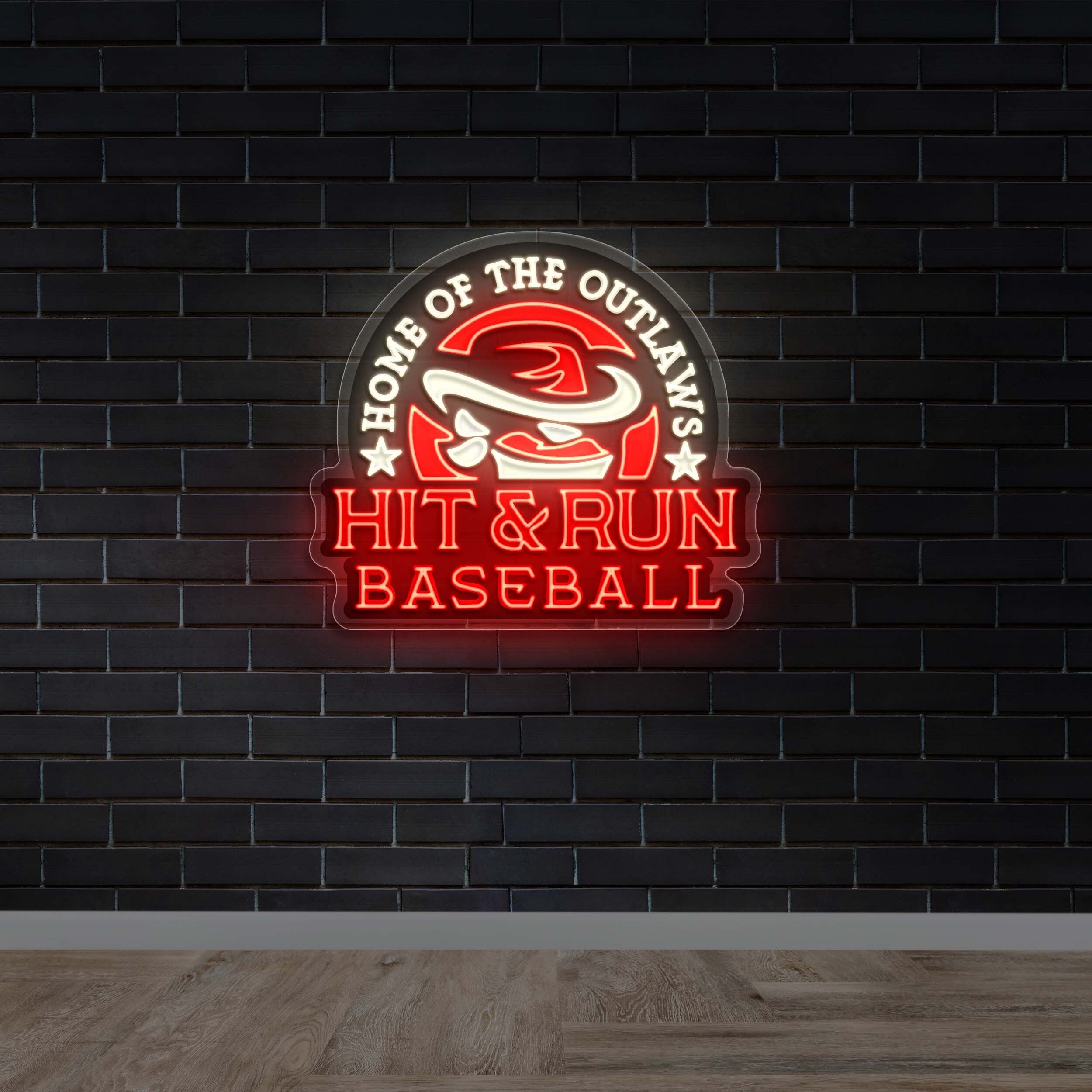 Hit & Run Baseball - Premium Neon Artwork