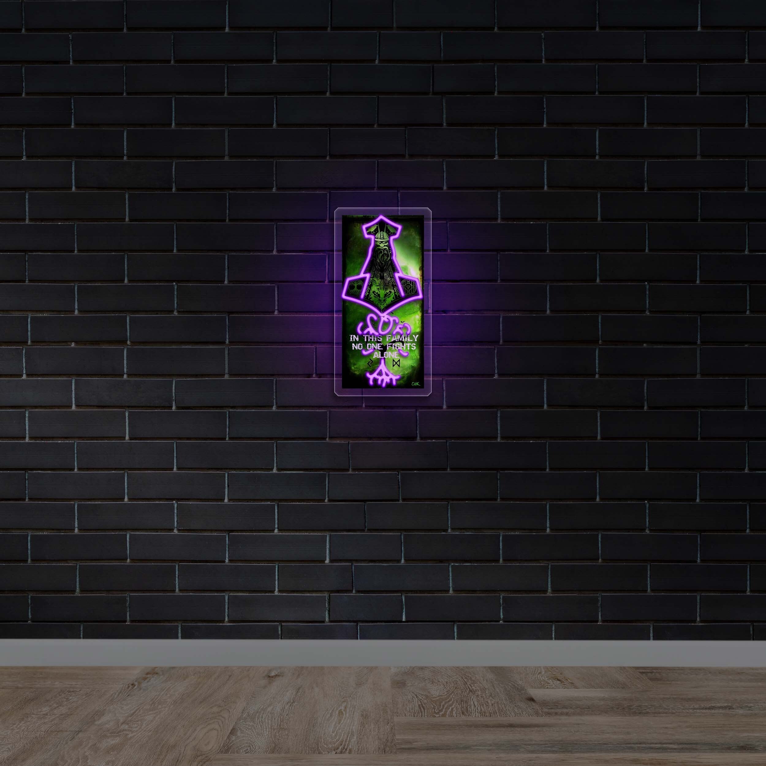 IN THIS FAMILY NO FIGHTS ALONE - Premium Neon Artwork
