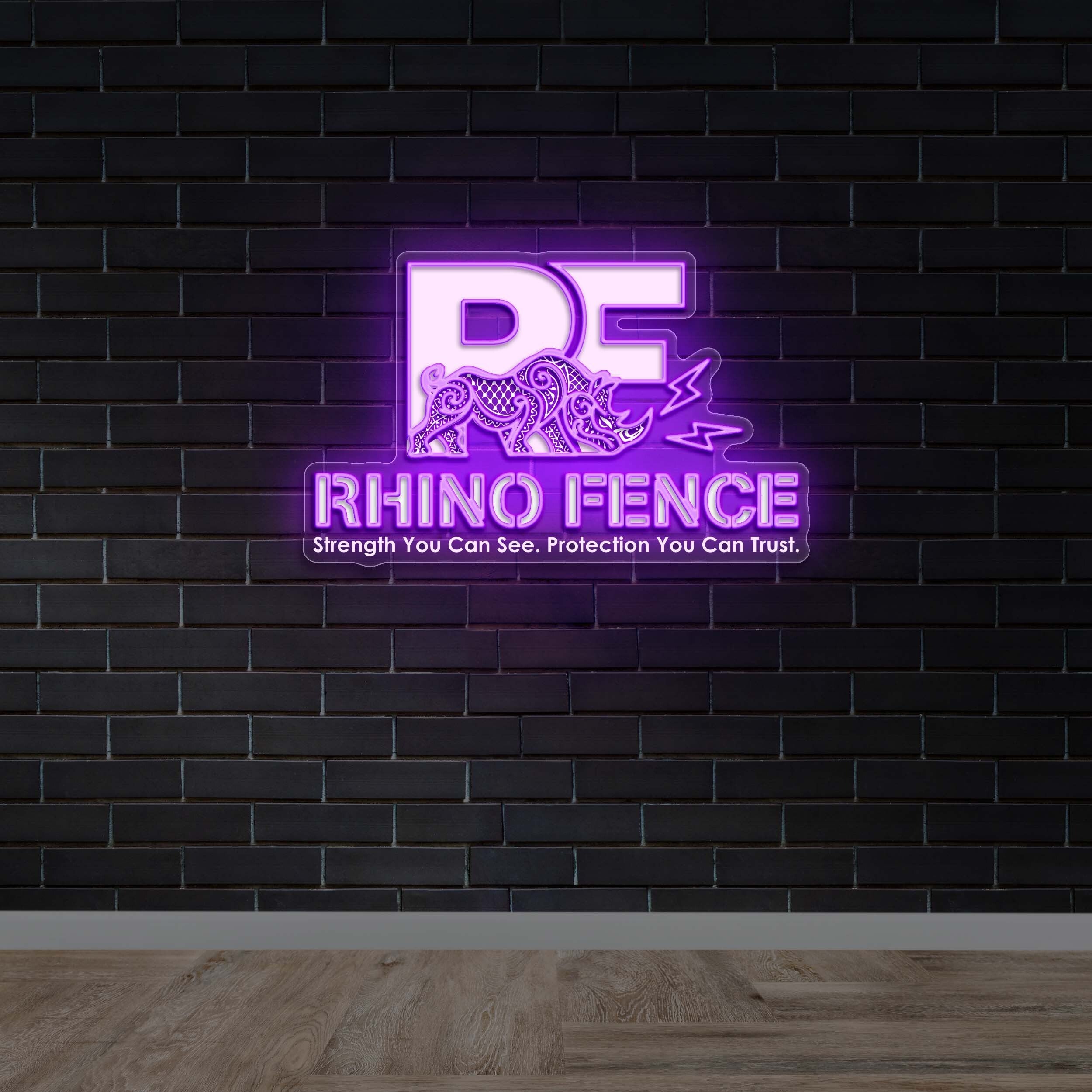 Rhino Fence - Premium Neon Artwork