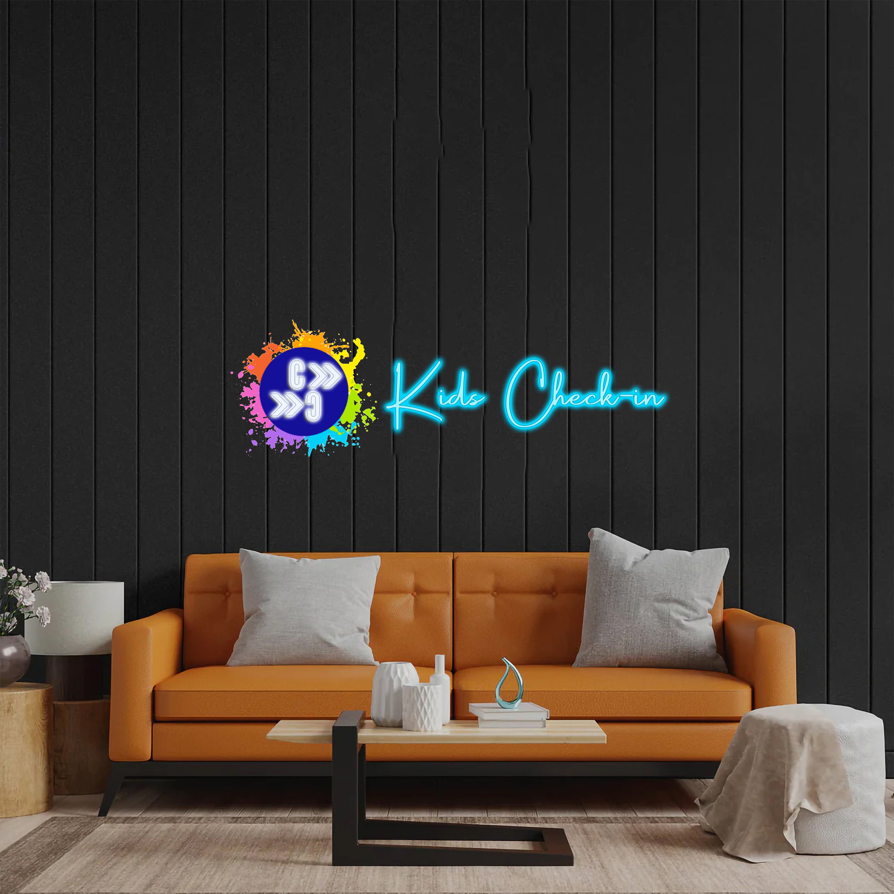 Kids Check-in - Premium Neon Artwork