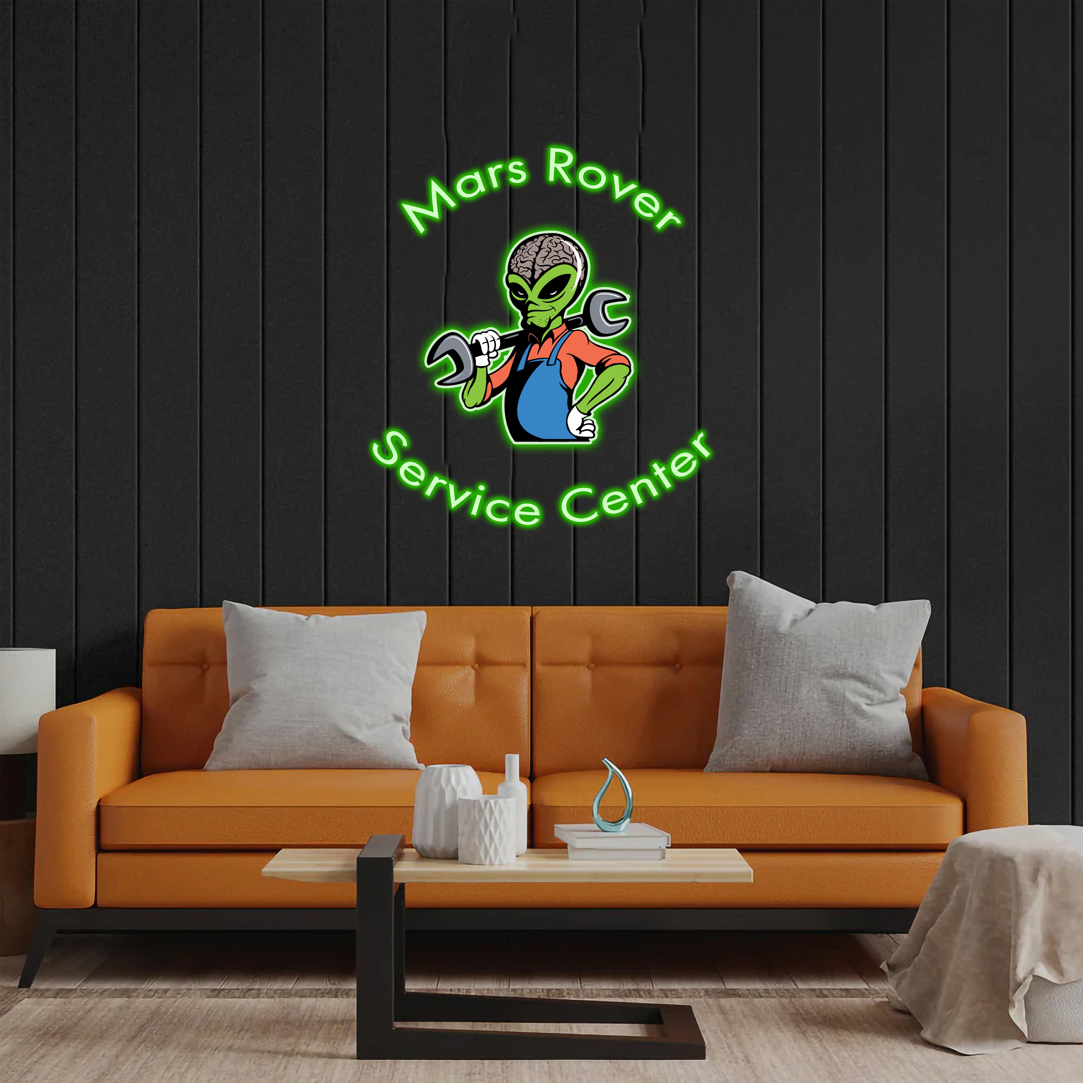 Mars Rover Service Center - Premium Neon Artwork