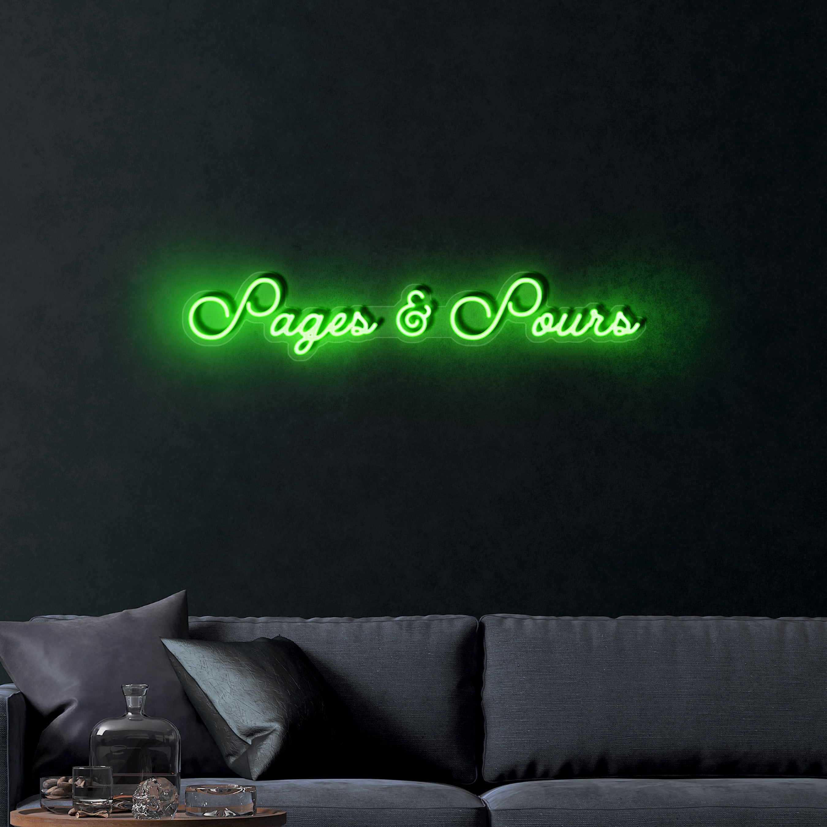 Pages & Pours – Premium Neon Artwork