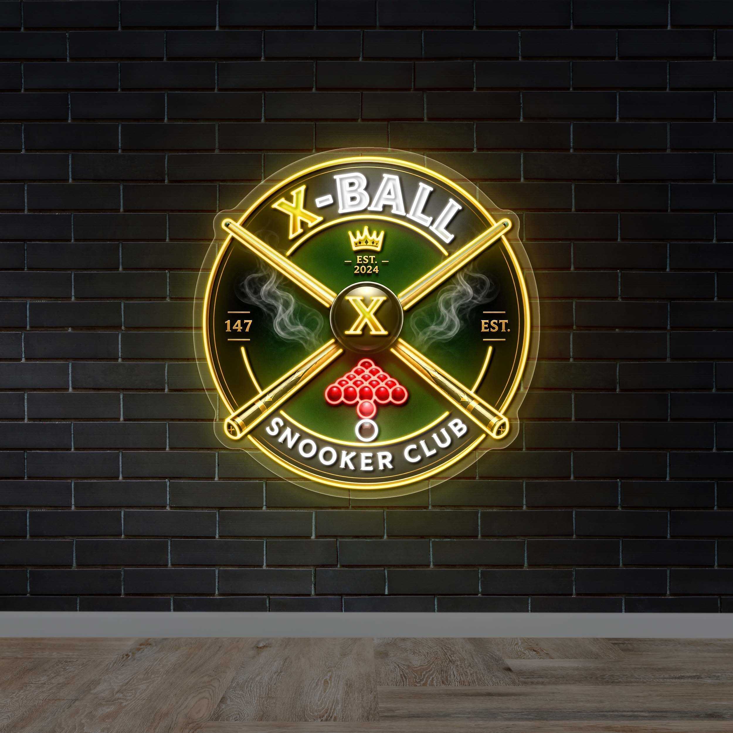 X-Ball Snooker Club - Premium Neon Artwork
