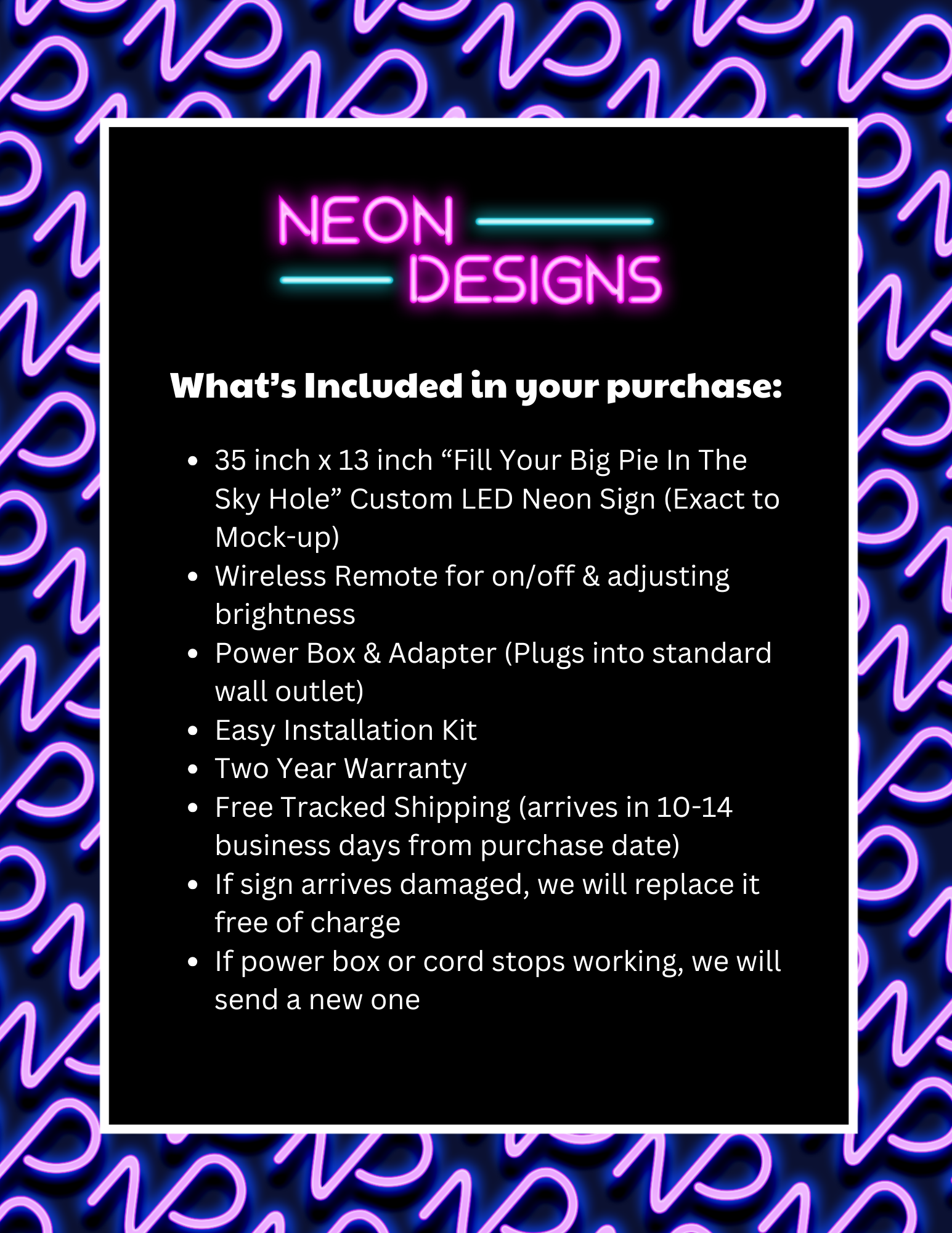 Fill Your Big Pie In The Sky Hole - Premium Neon Artwork