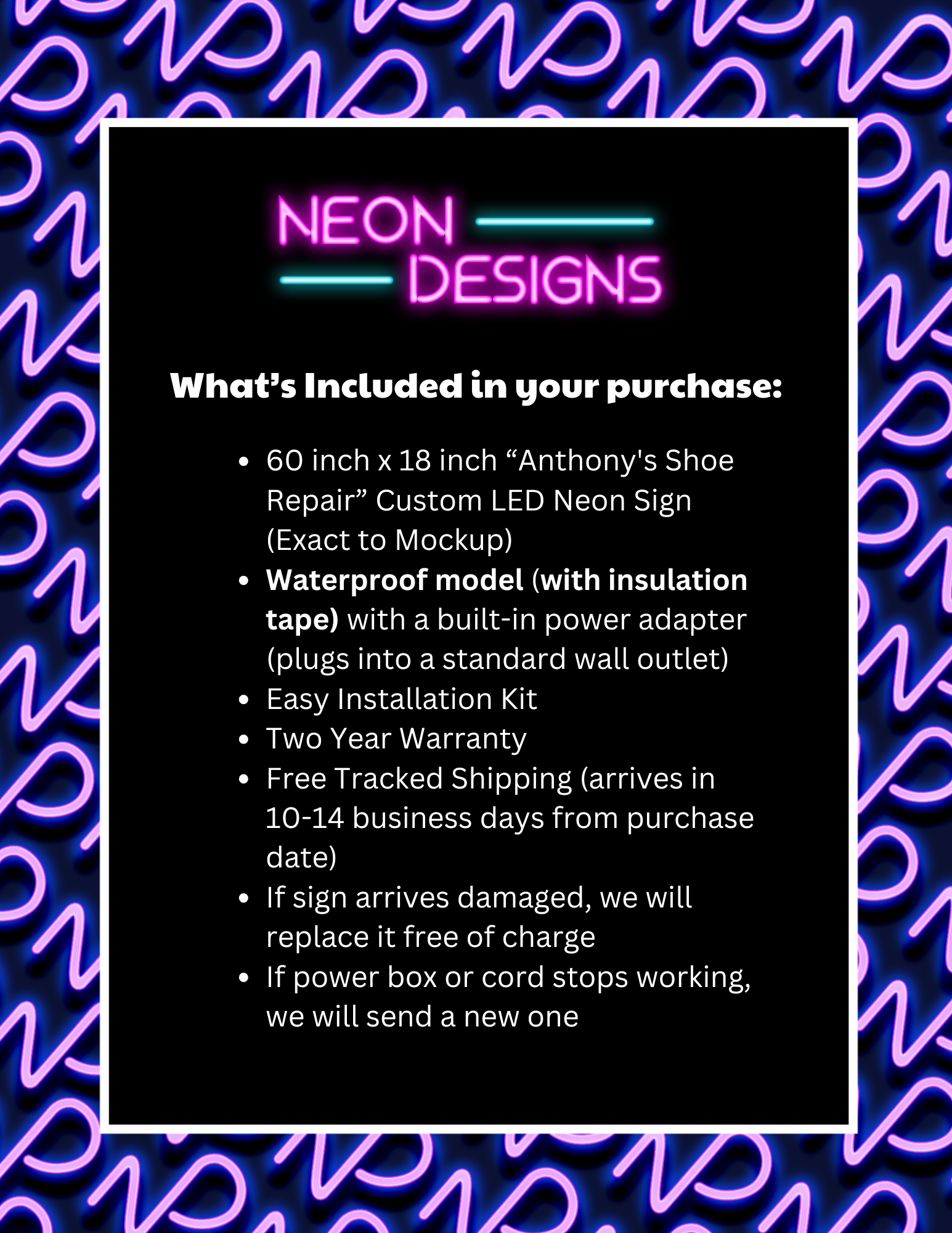 Anthony's Shoe Repair - Premium Neon Artwork