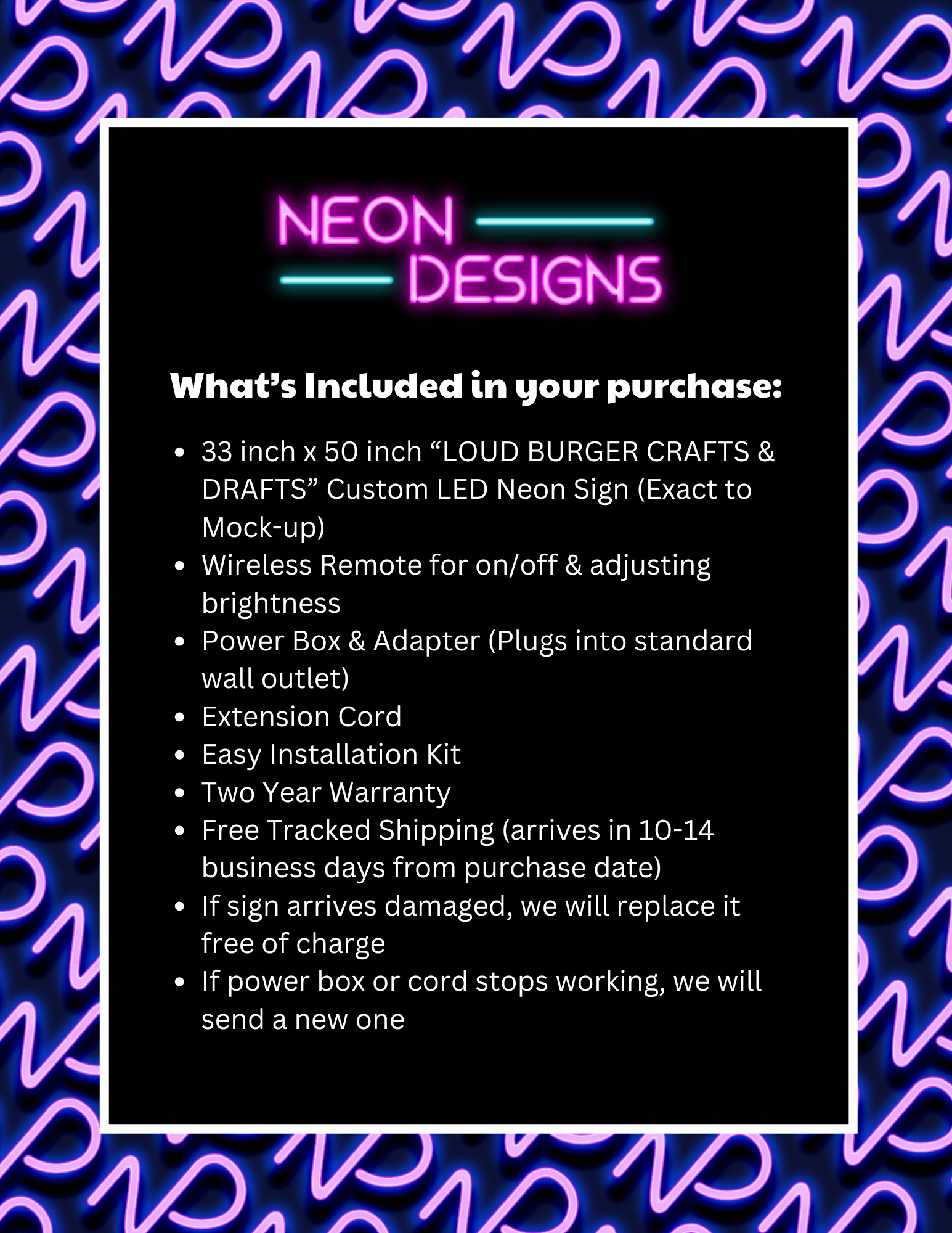 LOUD BURGER CRAFTS & DRAFTS - Premium Neon Artwork