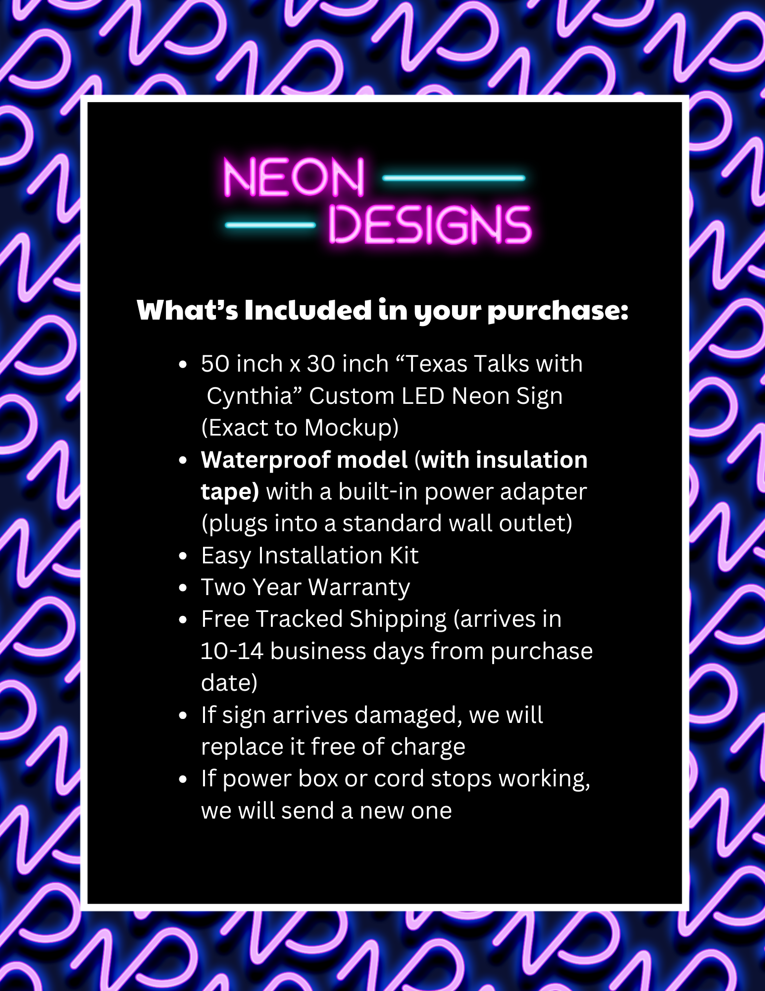 Texas Talks with Cynthia - Premium Neon Artwork