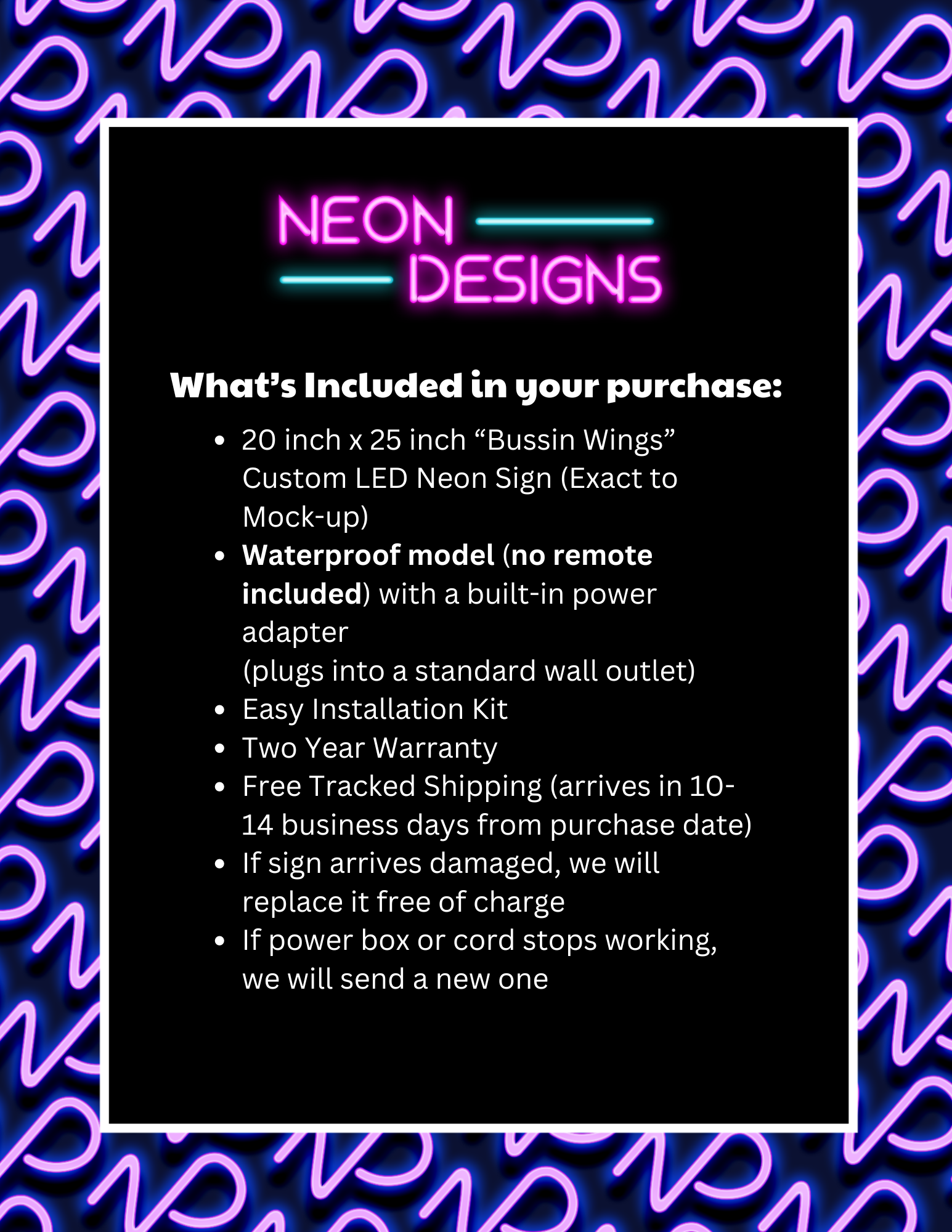 Bussin Wings - Premium Neon Artwork