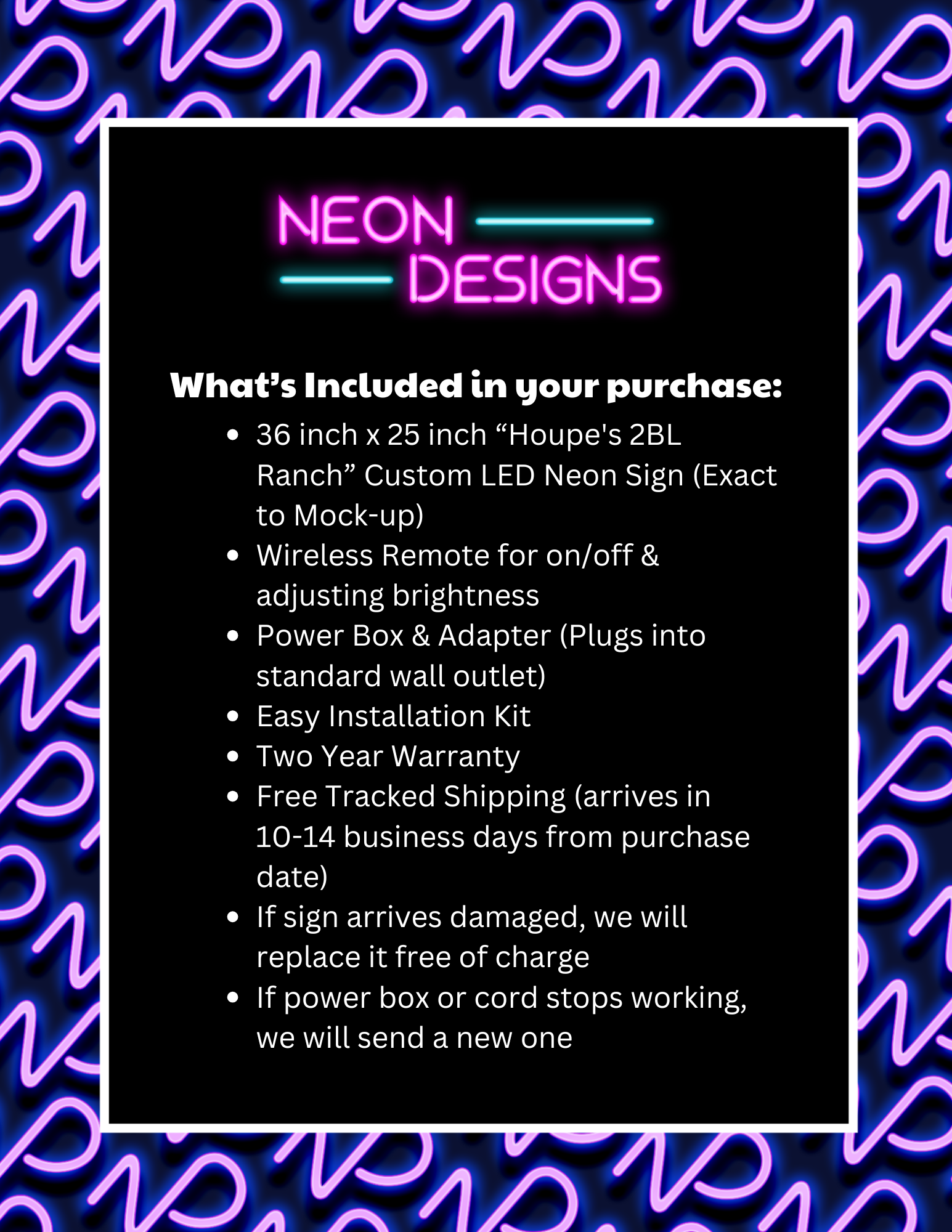 Houpe's 2BL Ranch - Premium Neon Artwork