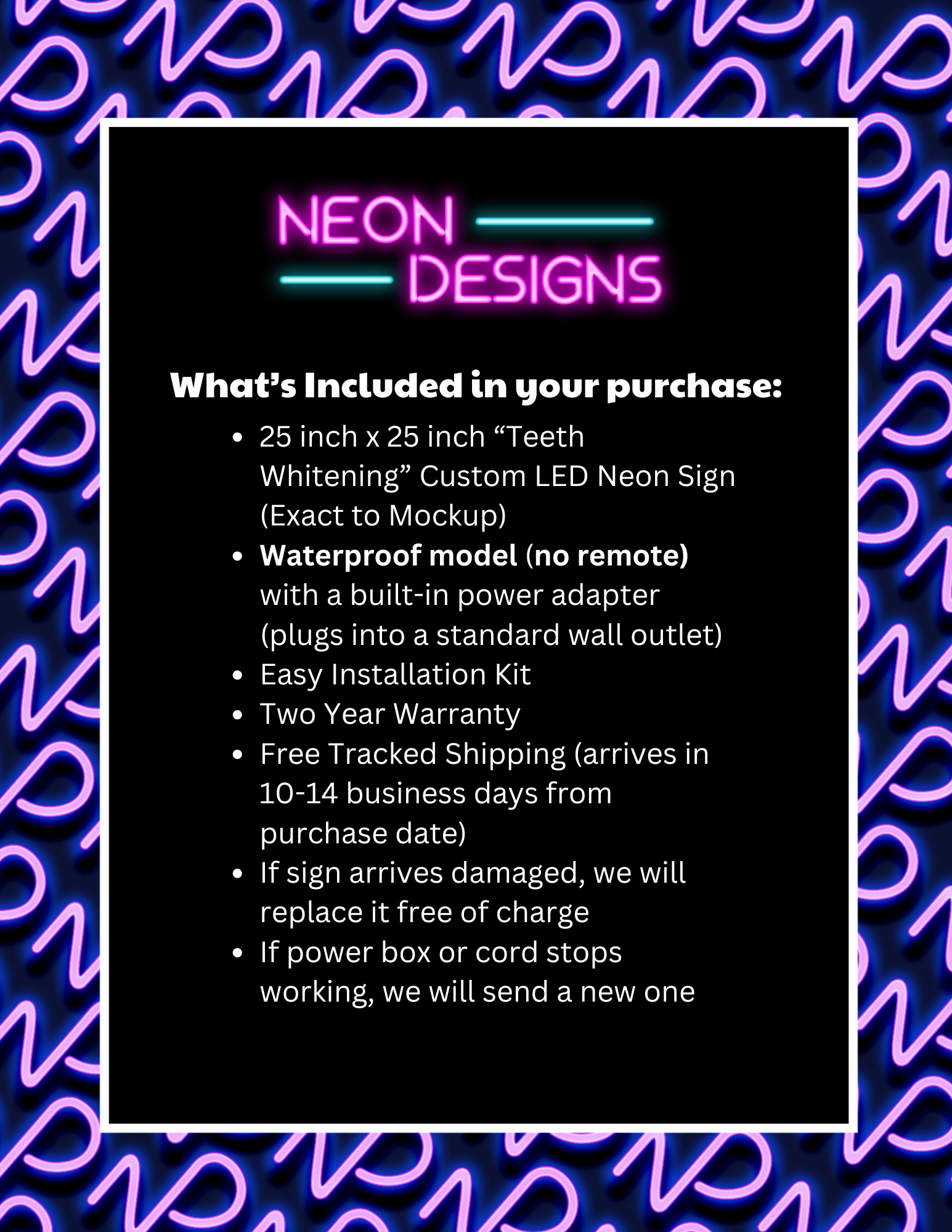 Teeth Whitening - Premium Neon Artwork