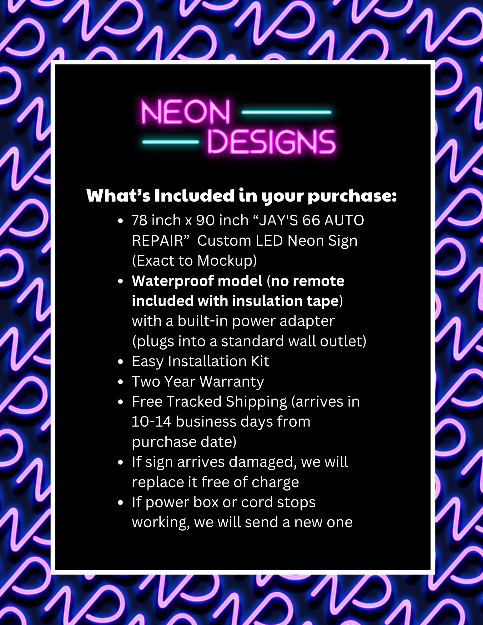 JAY'S 66 AUTO REPAIR - Premium Neon Artwork